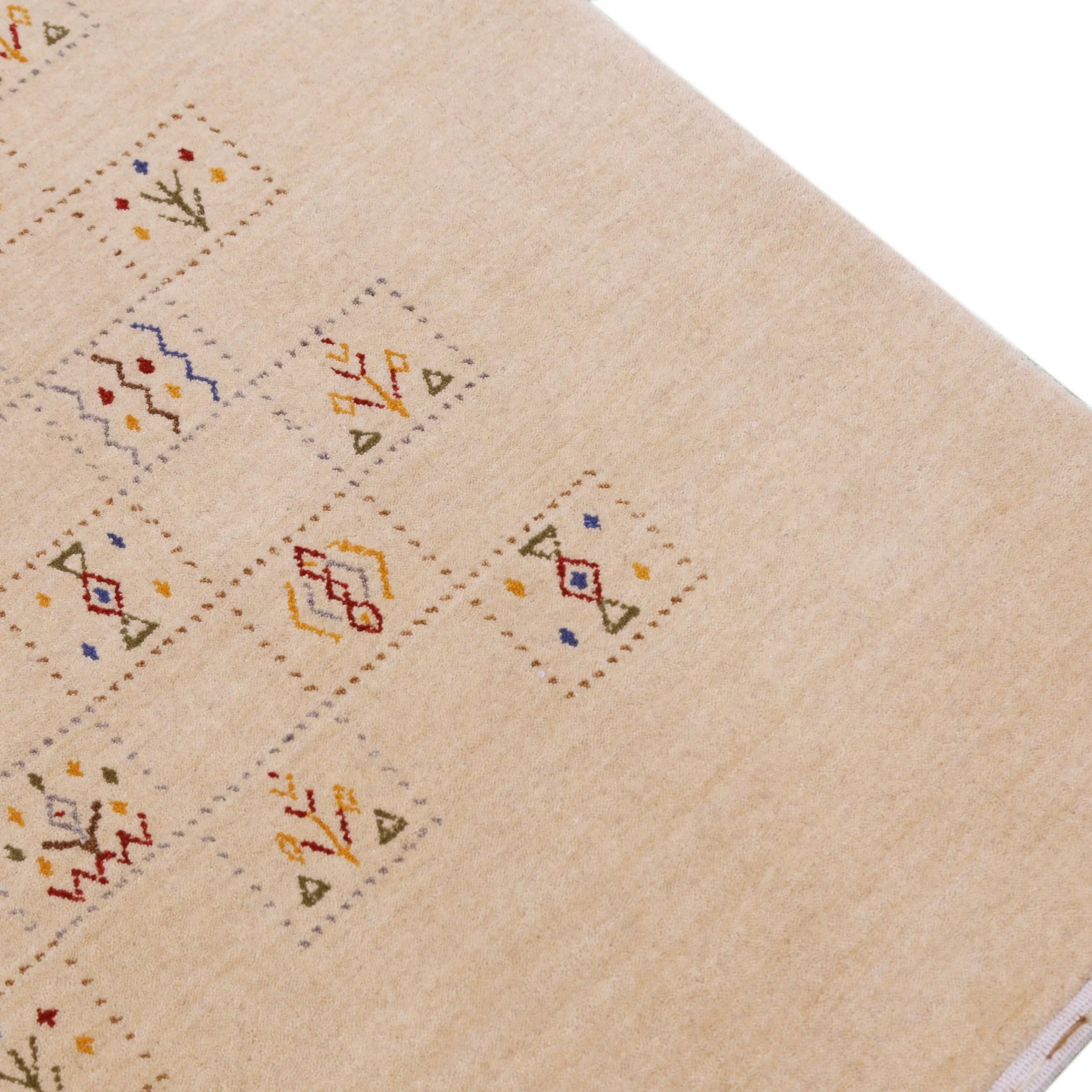 Beige Contemporary Tribal Design Hand Loomed Wool Rug - Image 9