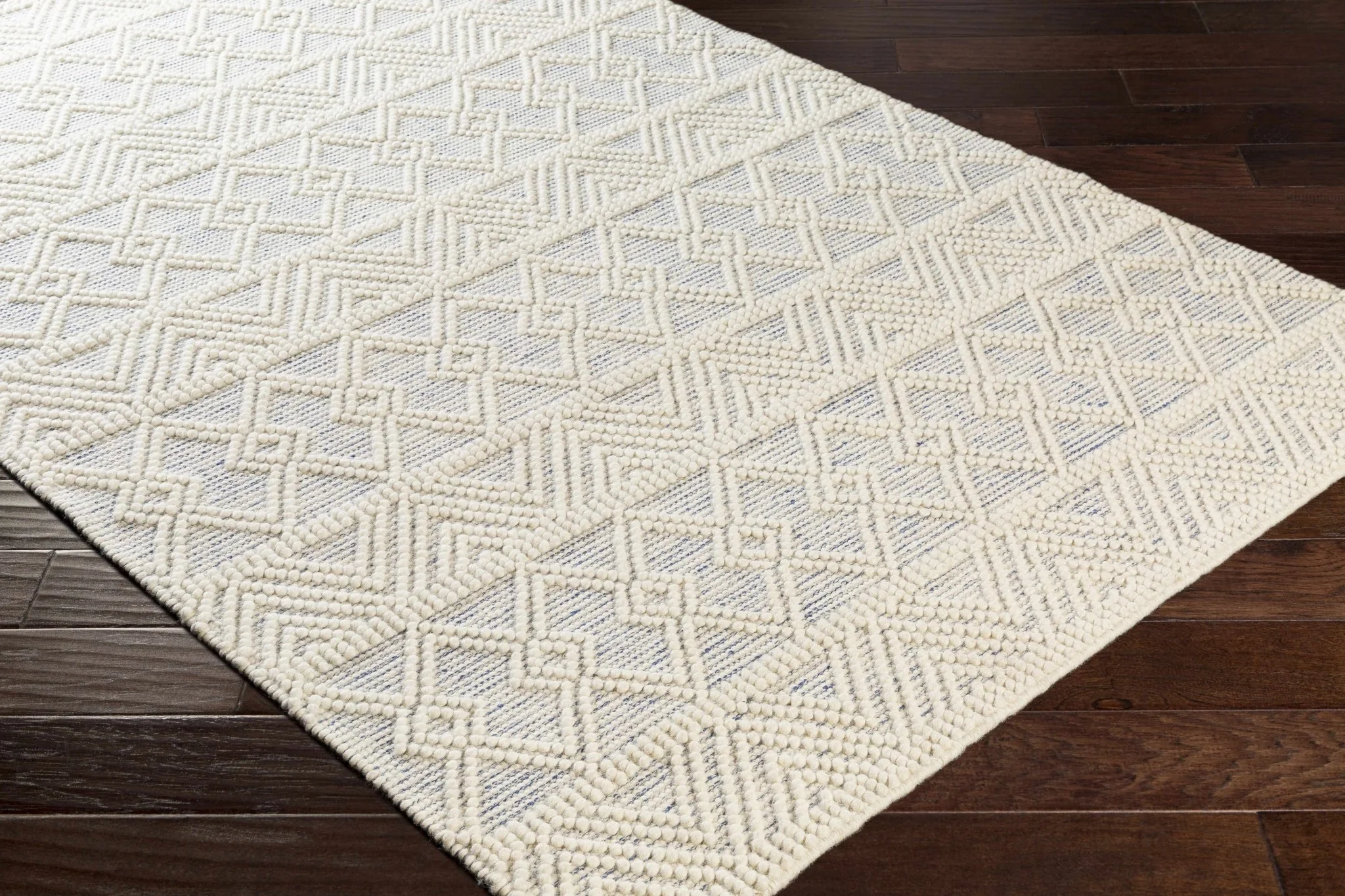 Traditional Beige Flatwoven Dhurrie Rug Woolen Chunky and Soft Trellis Wool Area Rug - Image 4