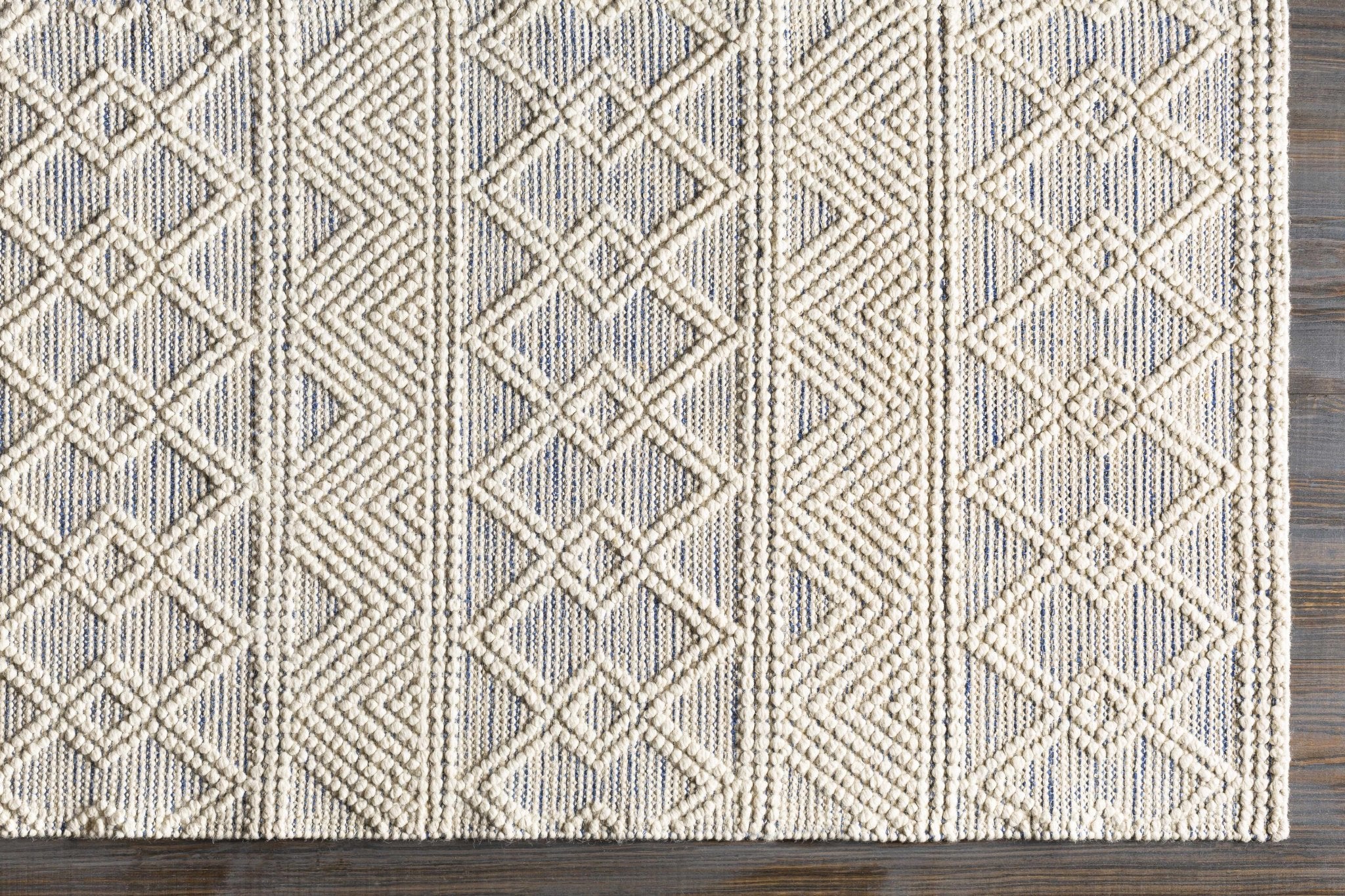 Traditional Beige Flatwoven Dhurrie Rug Woolen Chunky and Soft Trellis Wool Area Rug - Image 7