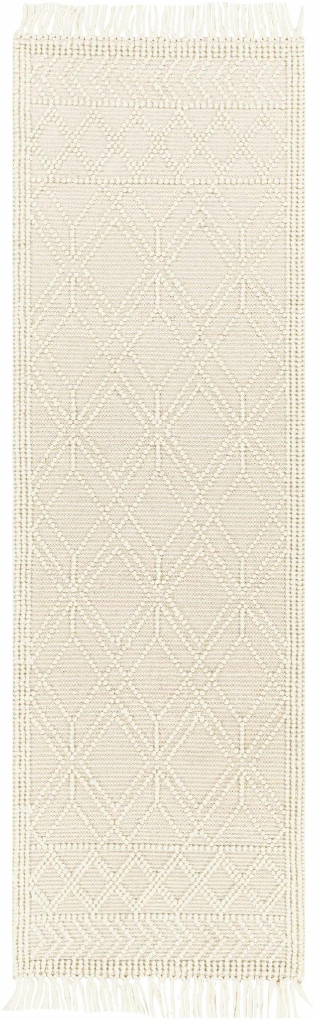 Beige Hand Woven Woolen Chunky and Soft Trellis Wool Area Rug - Image 11