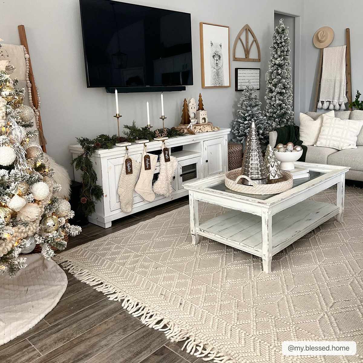 Beige Hand Woven Woolen Chunky and Soft Trellis Wool Area Rug - Image 5