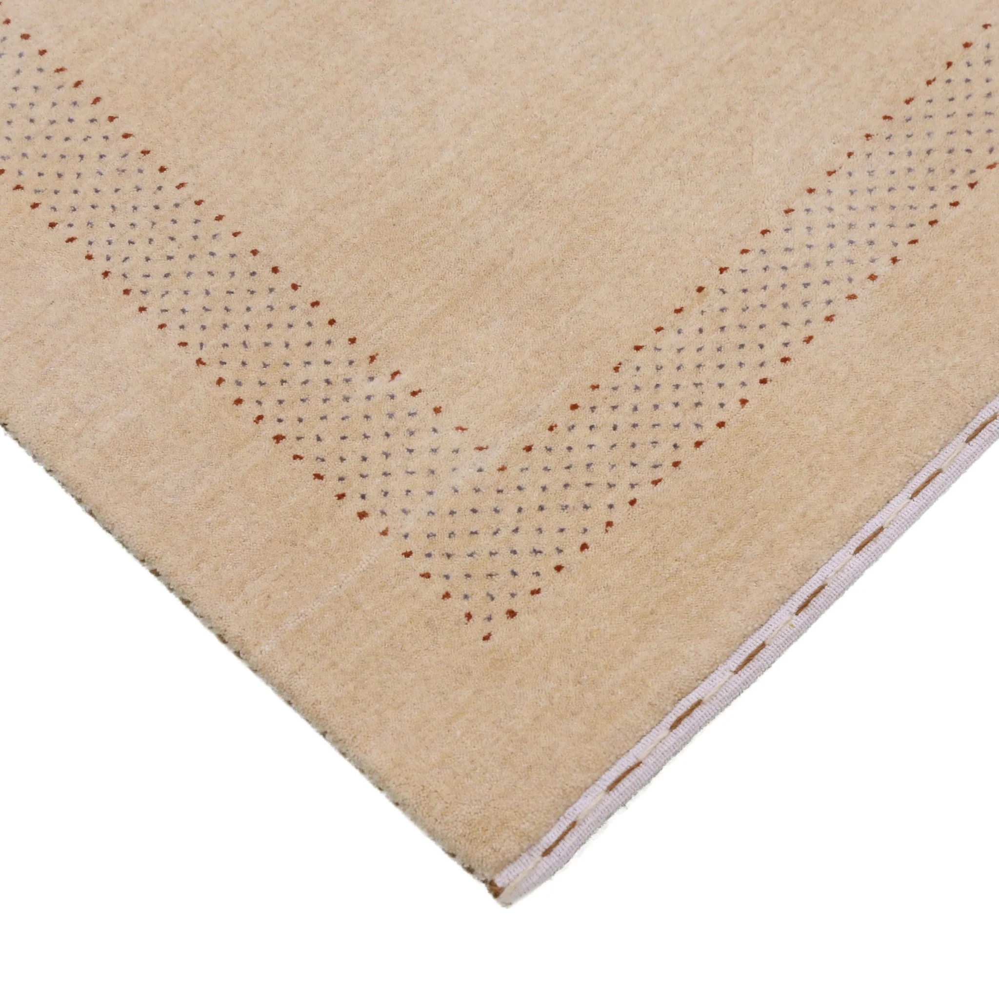 Beige Center Pattern Hand Loomed Wool Area Rug - Image 6