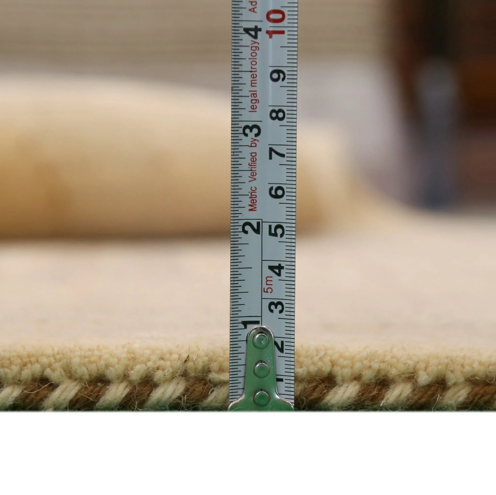 Beige Center Pattern Hand Loomed Wool Area Rug - Image 9
