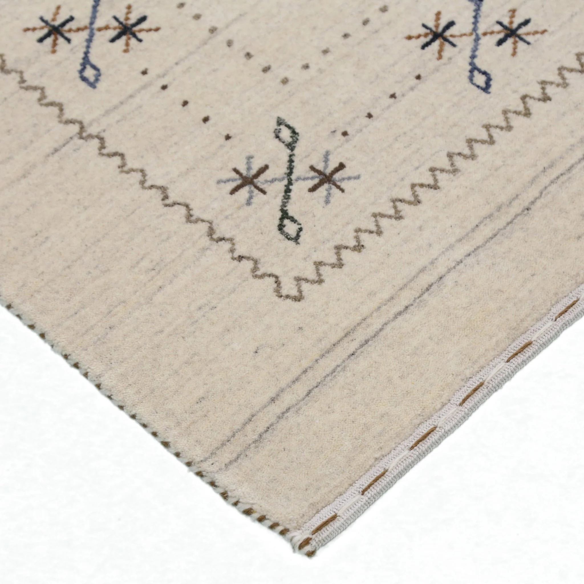 Beige Gabbeh Border Design Hand Loomed Wool Area Rug - Image 10
