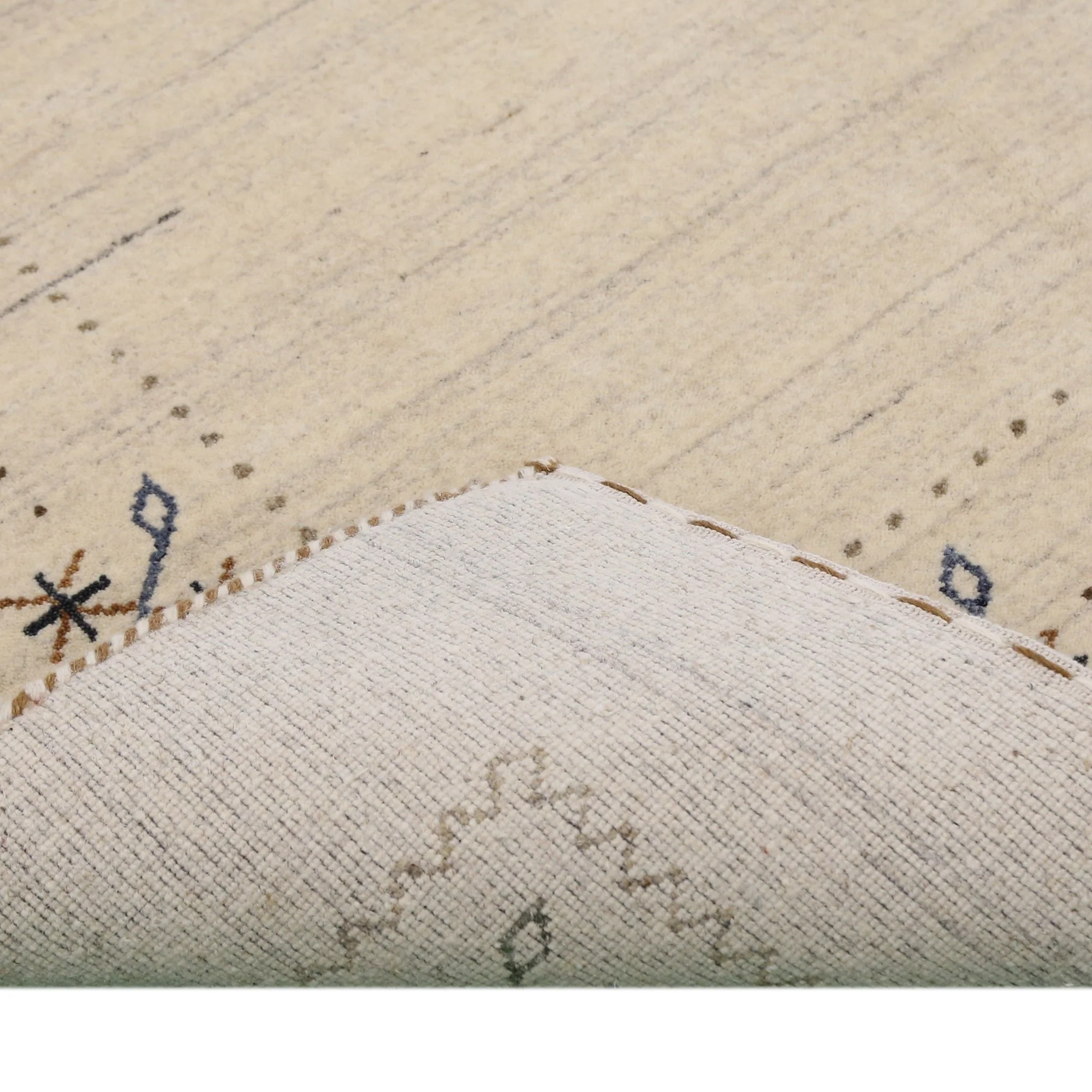 Beige Gabbeh Border Design Hand Loomed Wool Area Rug - Image 11