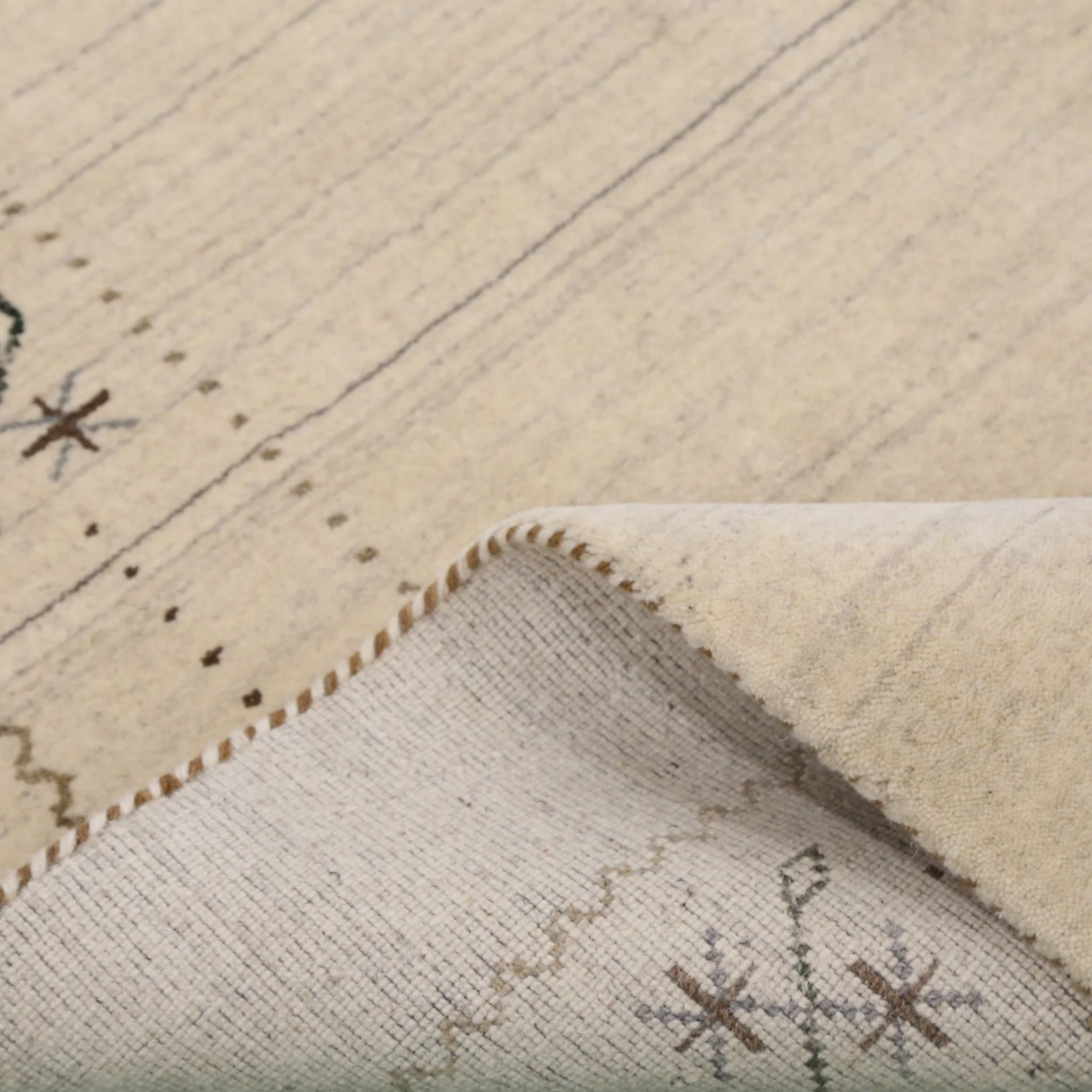 Beige Gabbeh Border Design Hand Loomed Wool Area Rug - Image 12