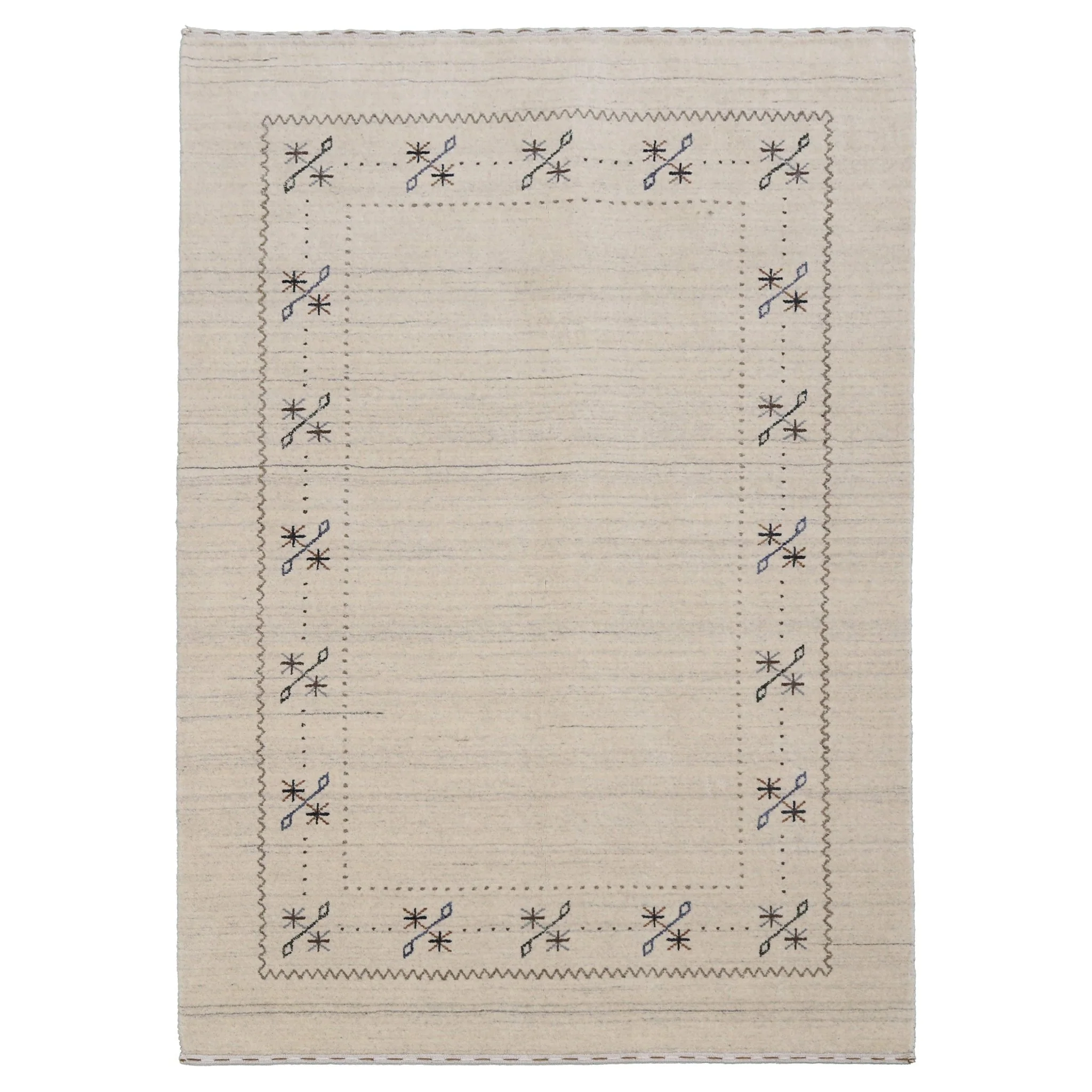 Beige Gabbeh Border Design Hand Loomed Wool Area Rug - Image 13