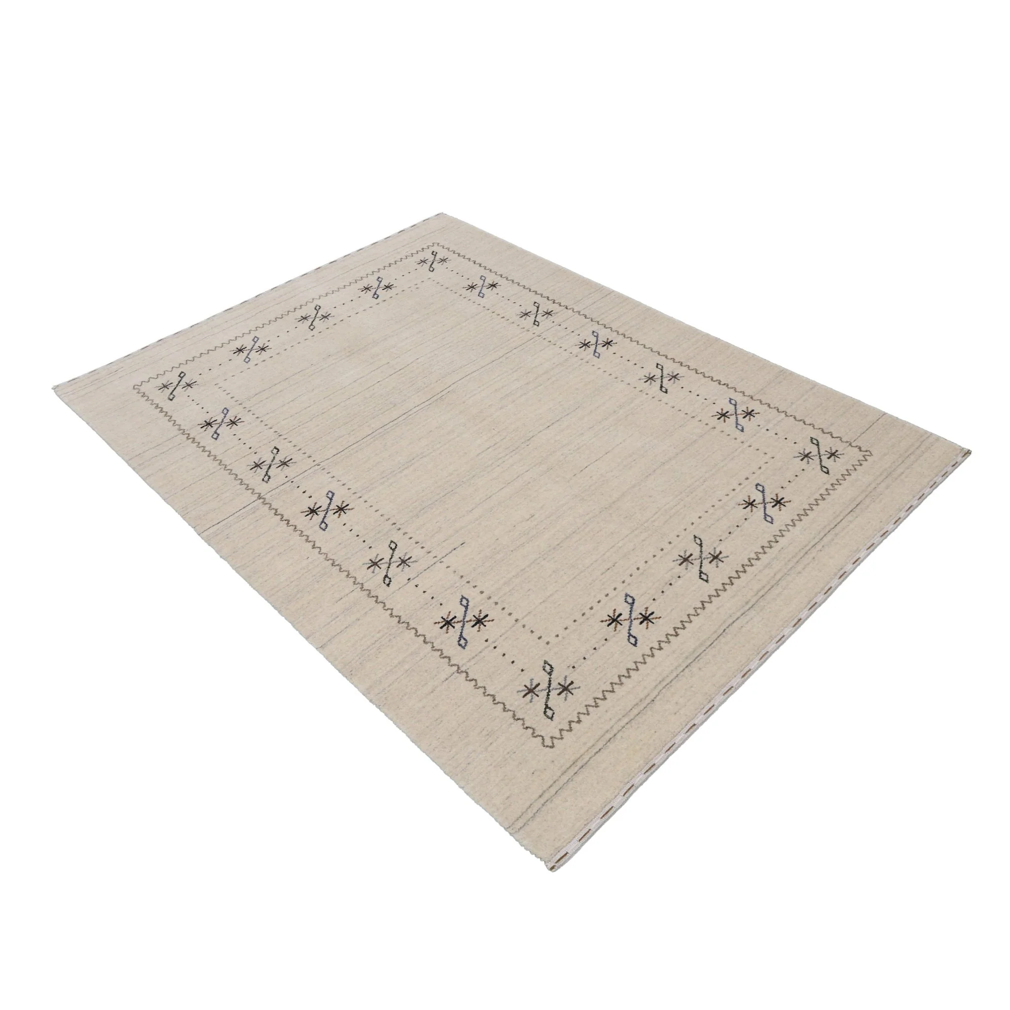 Beige Gabbeh Border Design Hand Loomed Wool Area Rug - Image 14