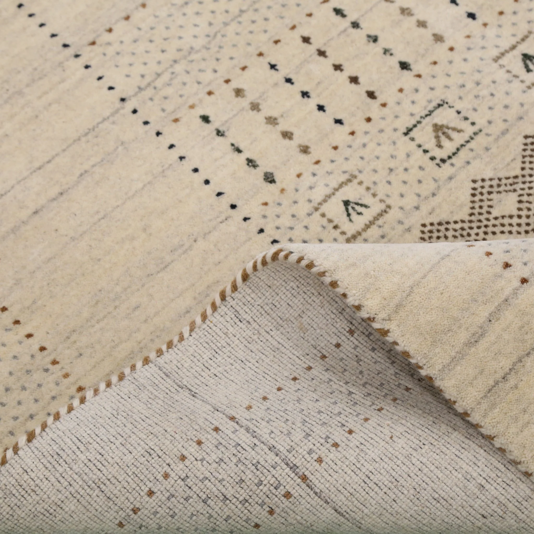 Beige Gabbeh Design Hand Loomed Wool Area Rug - Image 11