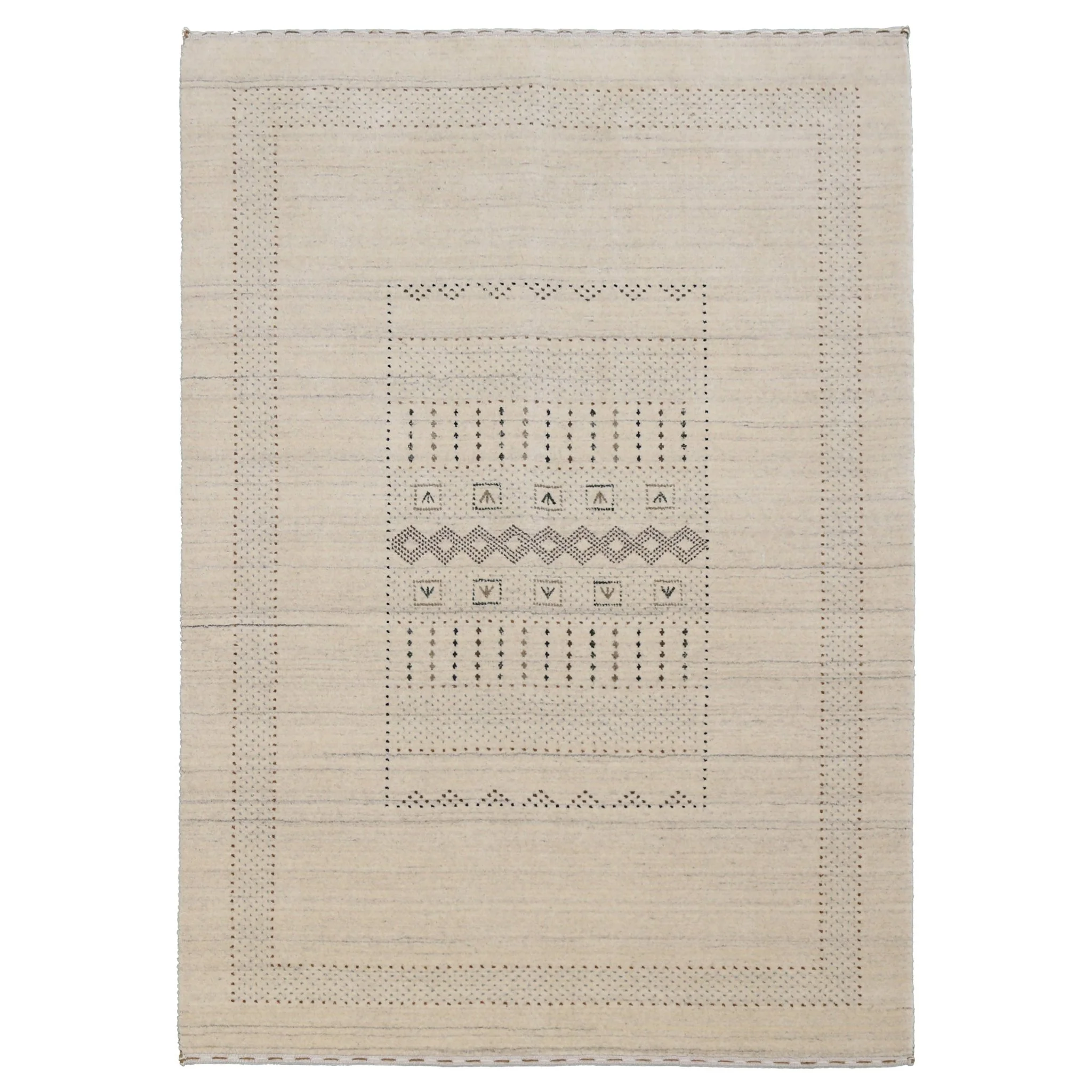 Beige Gabbeh Design Hand Loomed Wool Area Rug - Image 13