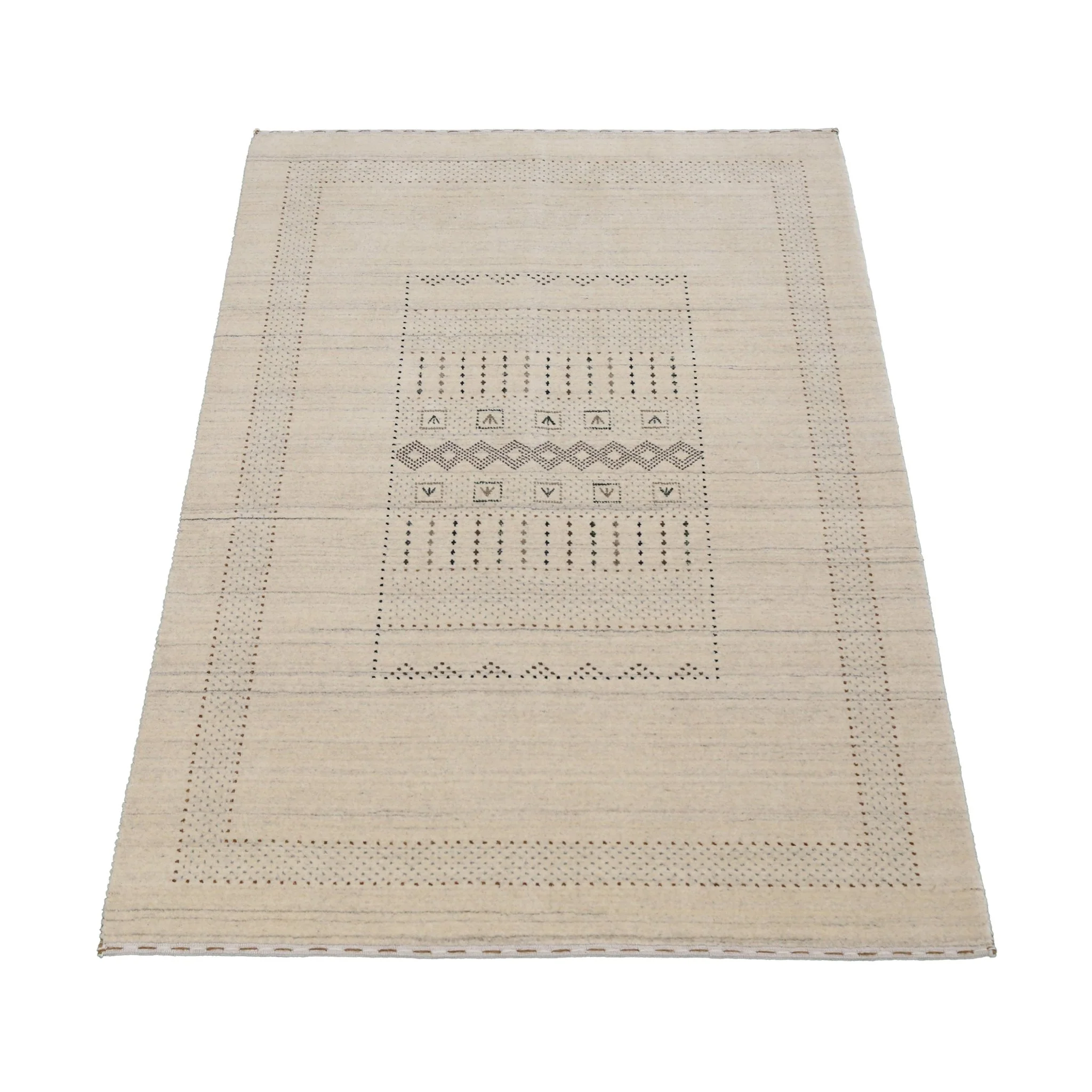 Beige Gabbeh Design Hand Loomed Wool Area Rug - Image 14