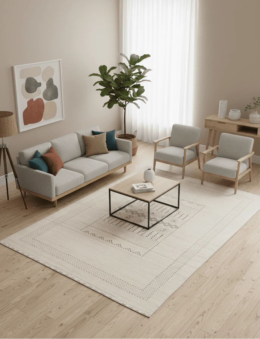 Beige Gabbeh Design Hand Loomed Wool Area Rug - Image 2