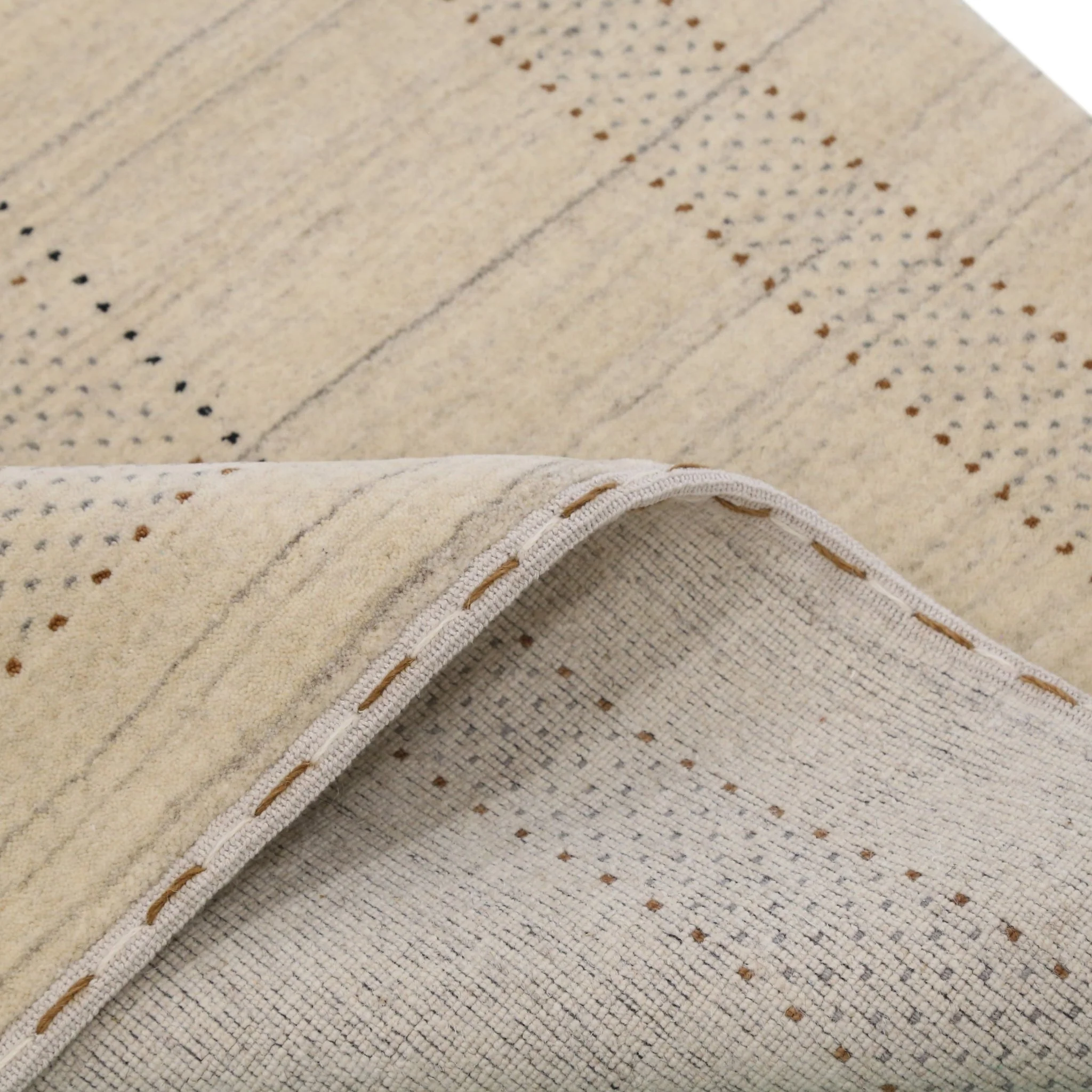 Beige Gabbeh Design Hand Loomed Wool Area Rug - Image 3