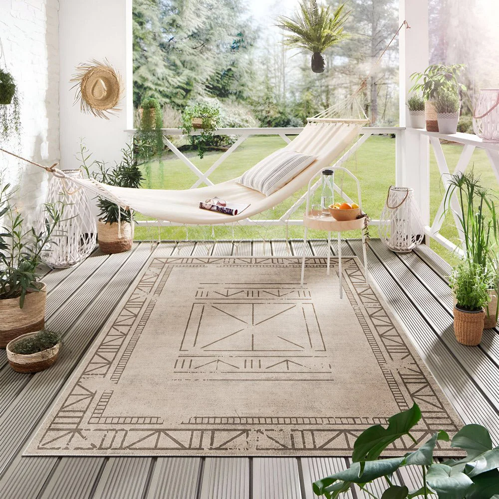 Beige Geometrical Design Machine Washable Cotton Area Rug - Image 3