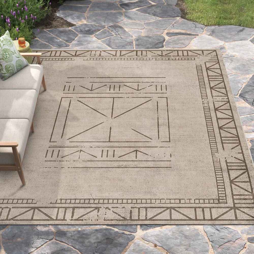 Beige Geometrical Design Machine Washable Cotton Area Rug - Image 5