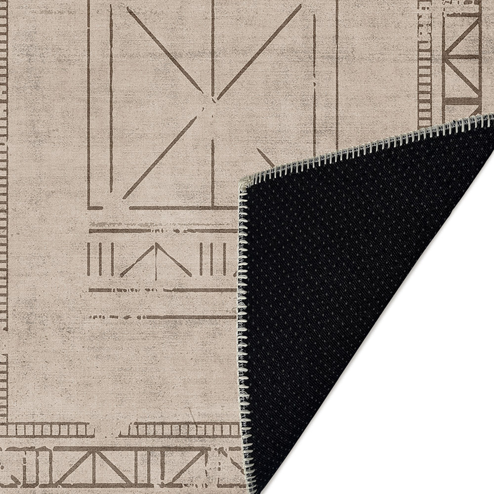 Beige Geometrical Design Machine Washable Cotton Area Rug - Image 6