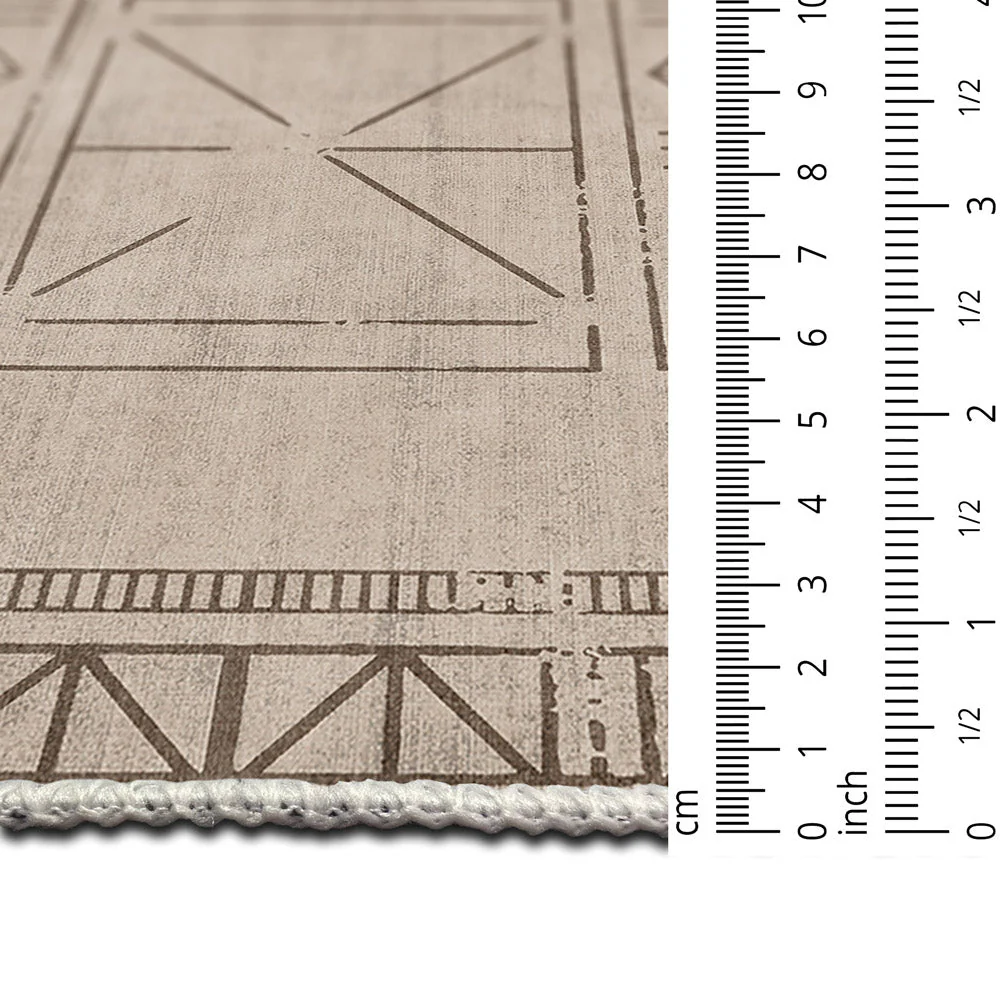 Beige Geometrical Design Machine Washable Cotton Area Rug - Image 7