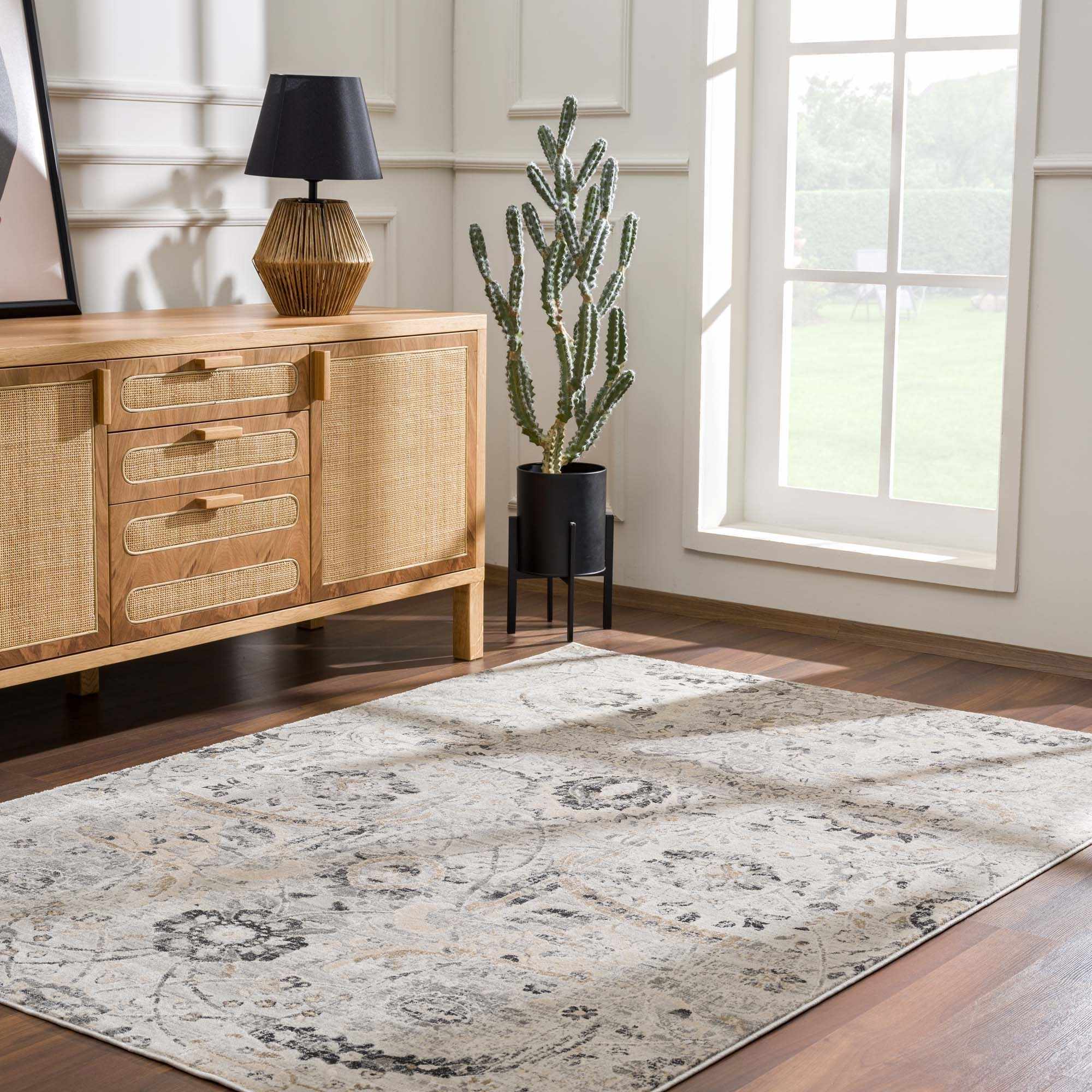 Beige, Gray and Charcoal Antique look Traditional Design area rug - Image 12