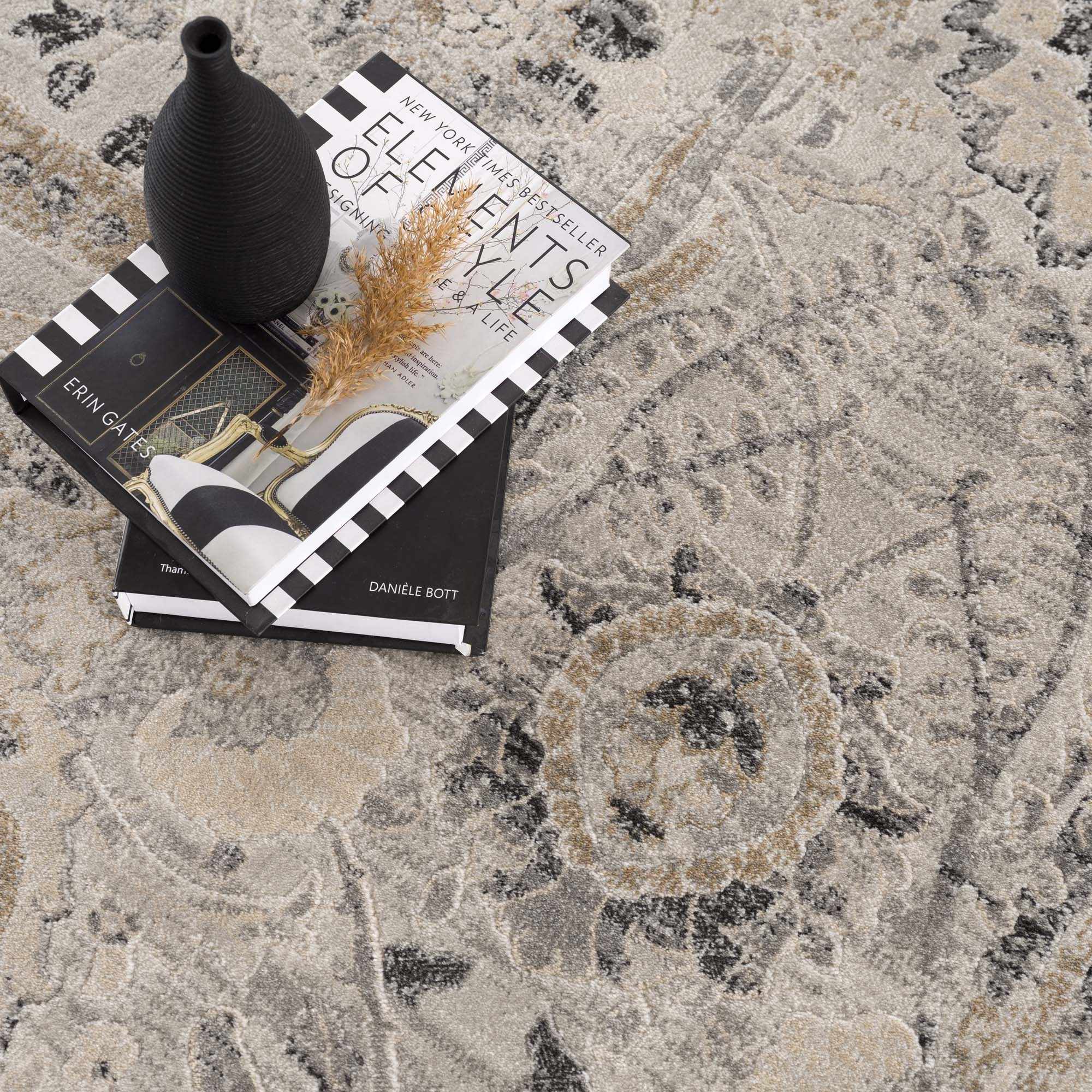 Beige, Gray and Charcoal Antique look Traditional Design area rug - Image 14
