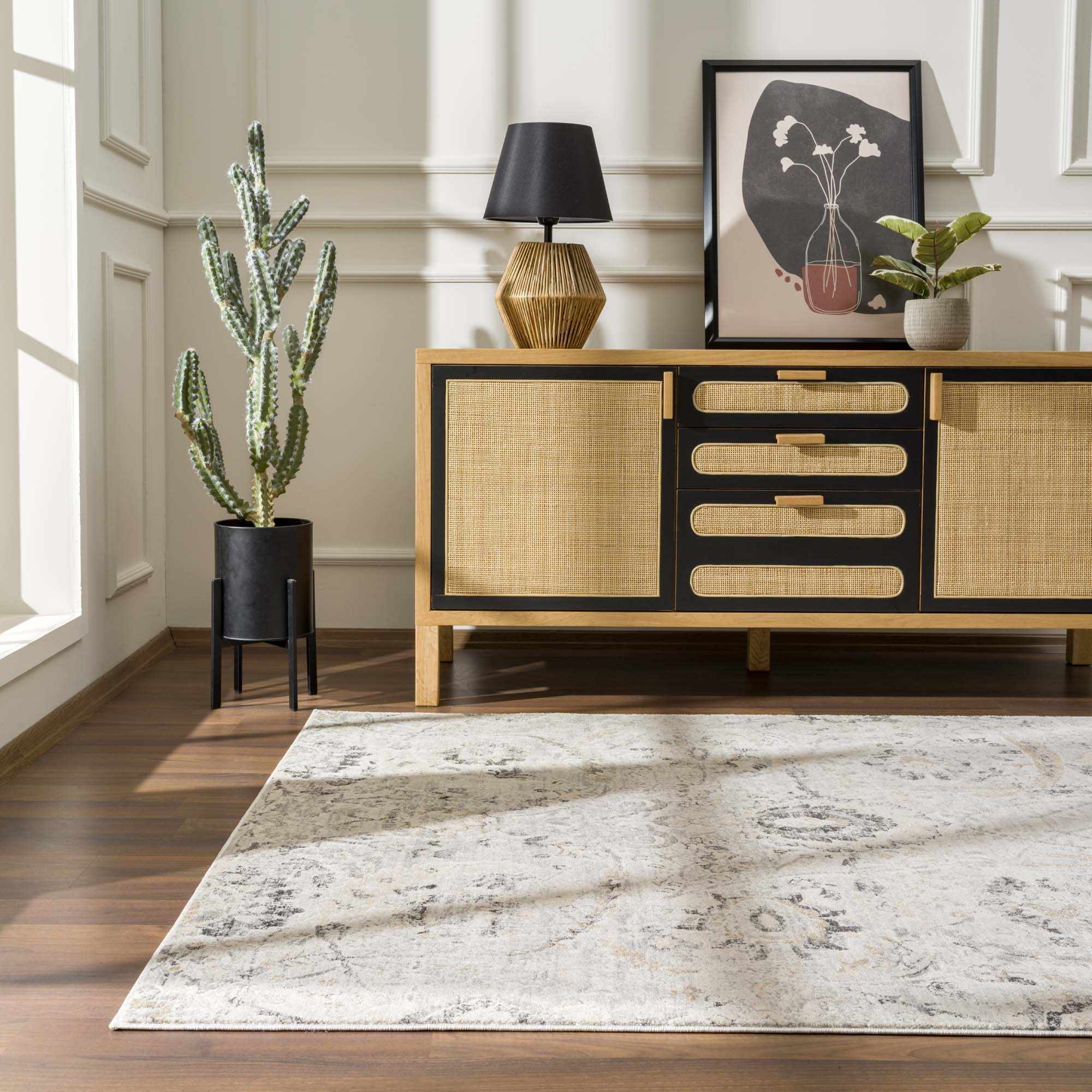 Beige, Gray and Charcoal Antique look Traditional Design area rug - Image 16