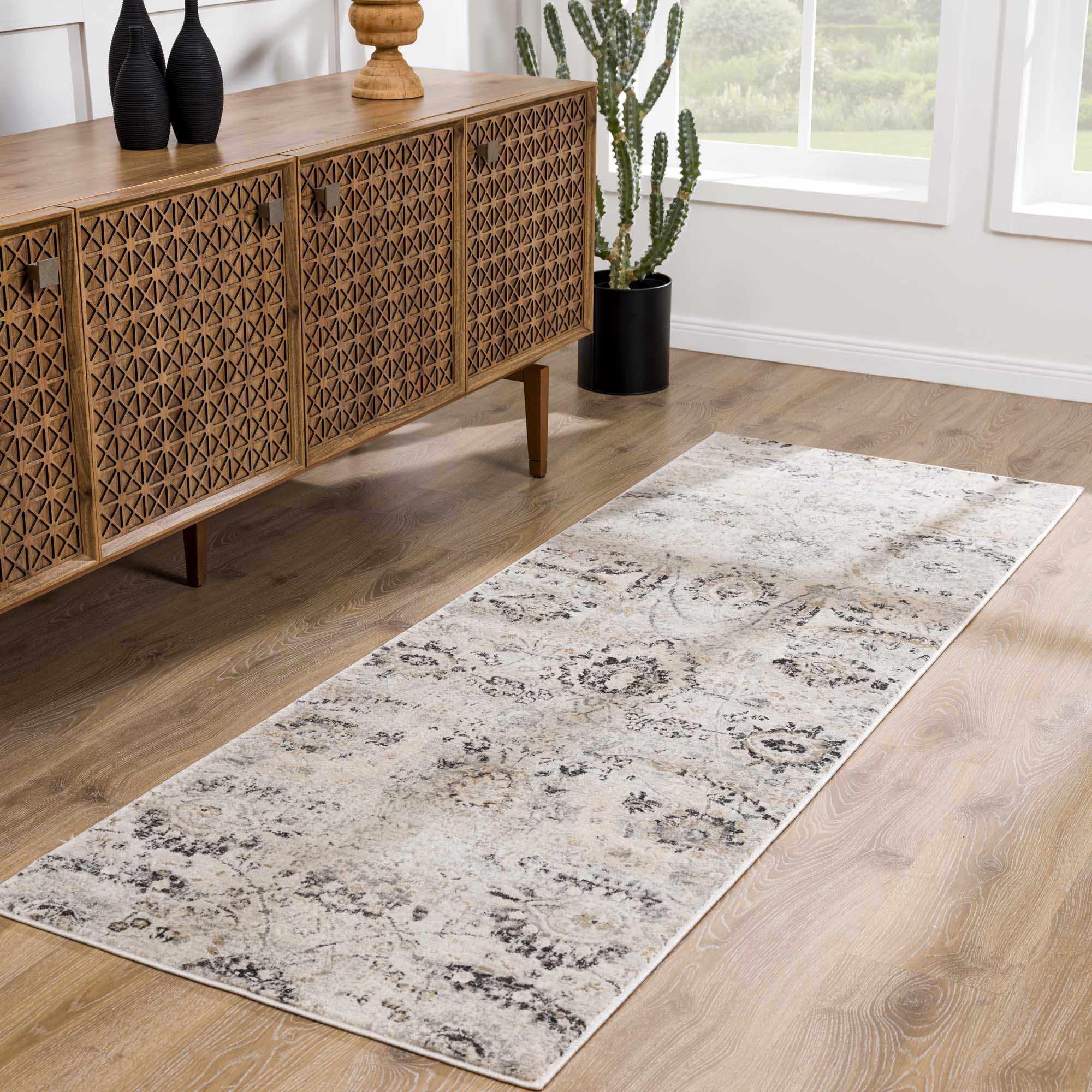 Beige, Gray and Charcoal Antique look Traditional Design area rug - Image 17