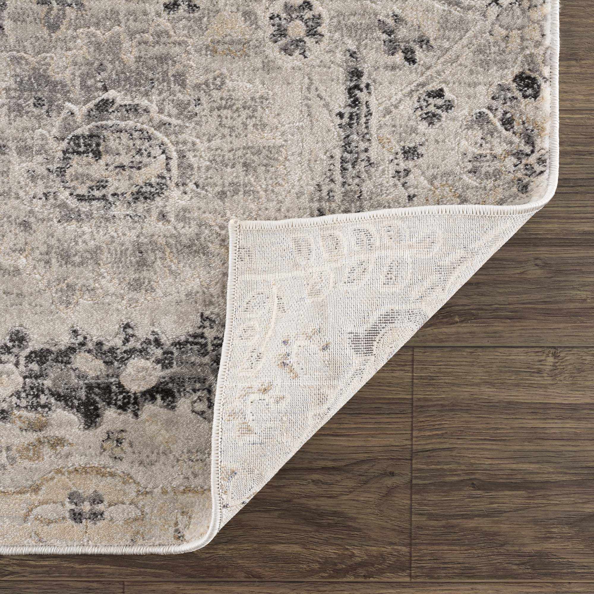 Beige, Gray and Charcoal Antique look Traditional Design area rug - Image 7