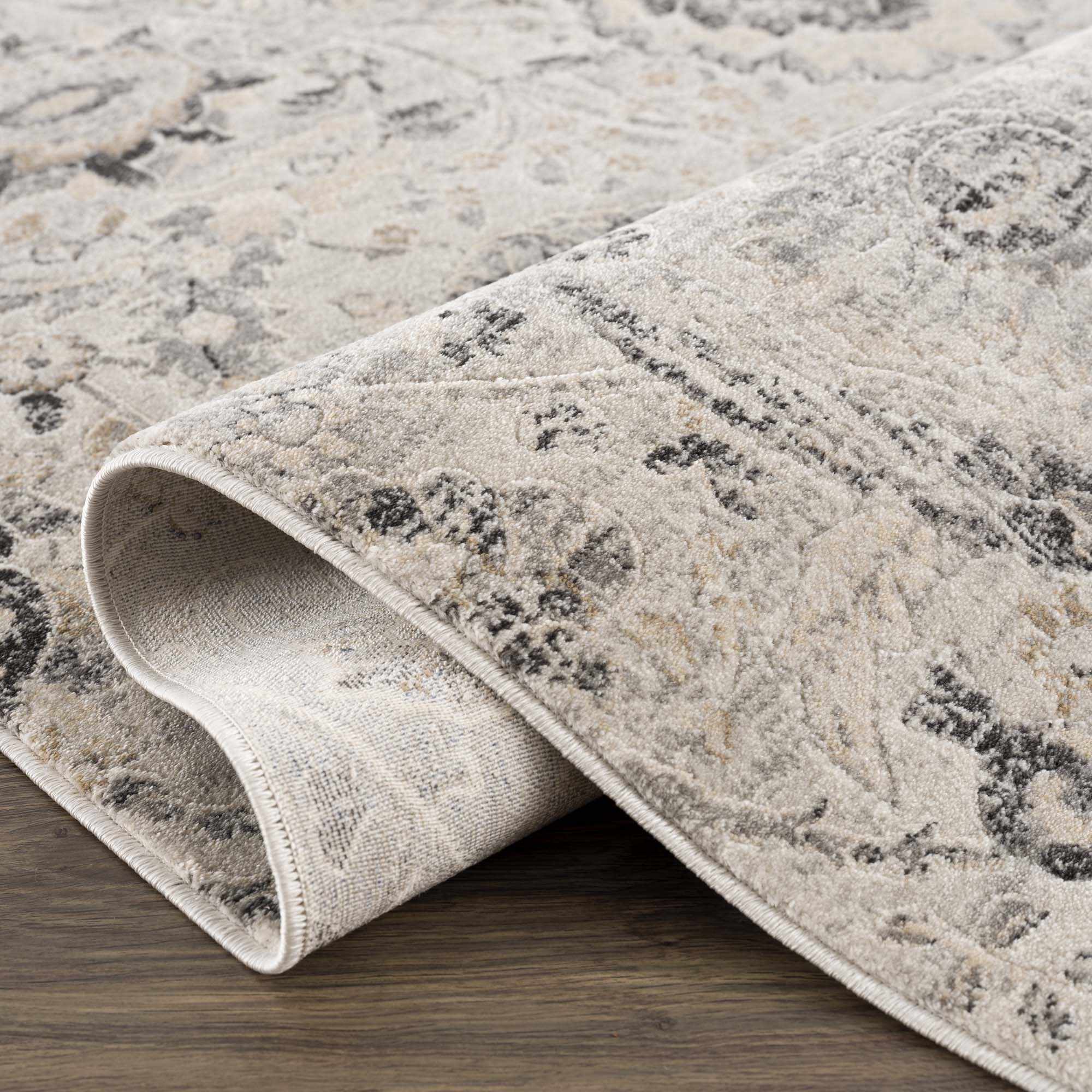 Beige, Gray and Charcoal Antique look Traditional Design area rug - Image 9