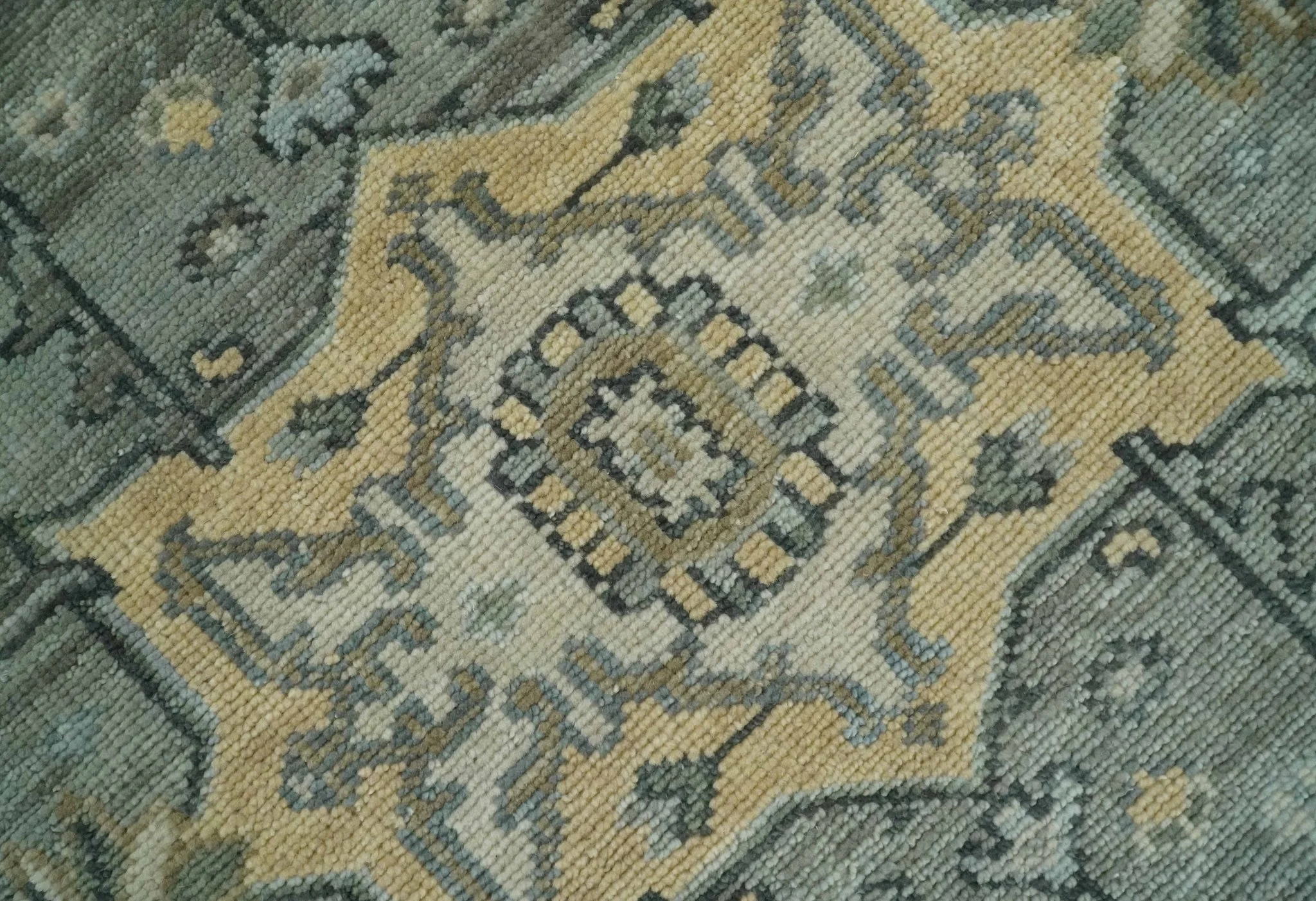 Custom made Beige, Gray and Charcoal Hand Knotted Antique look Traditional Heriz Serapi Wool Rug - Image 11