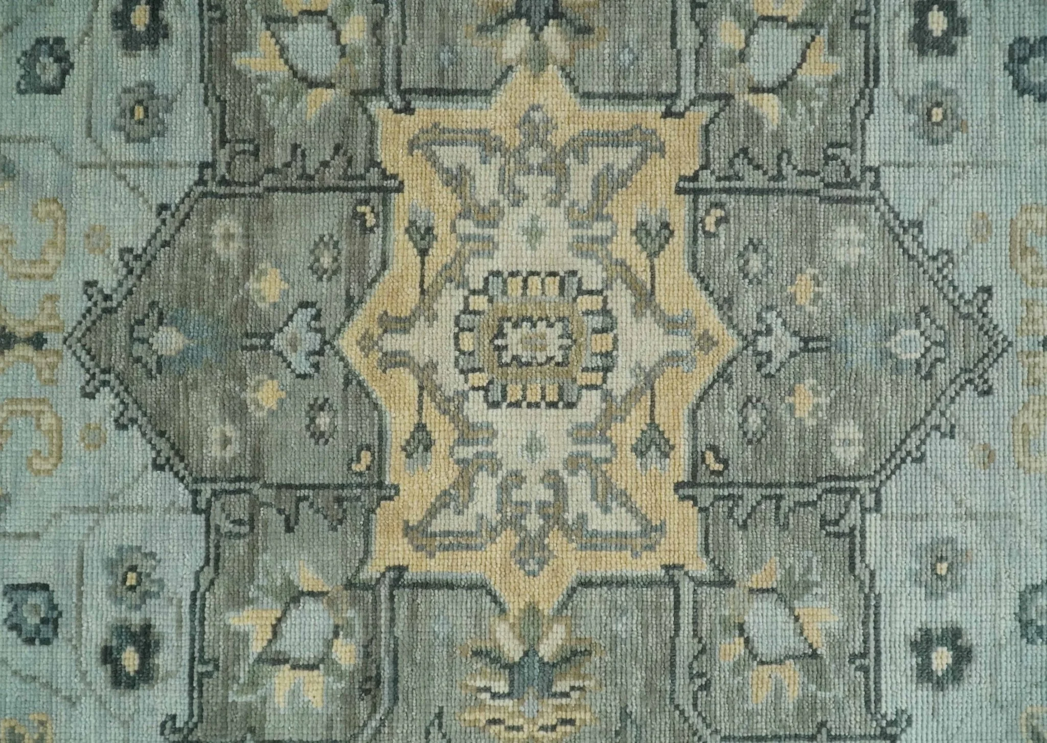 Custom made Beige, Gray and Charcoal Hand Knotted Antique look Traditional Heriz Serapi Wool Rug - Image 6
