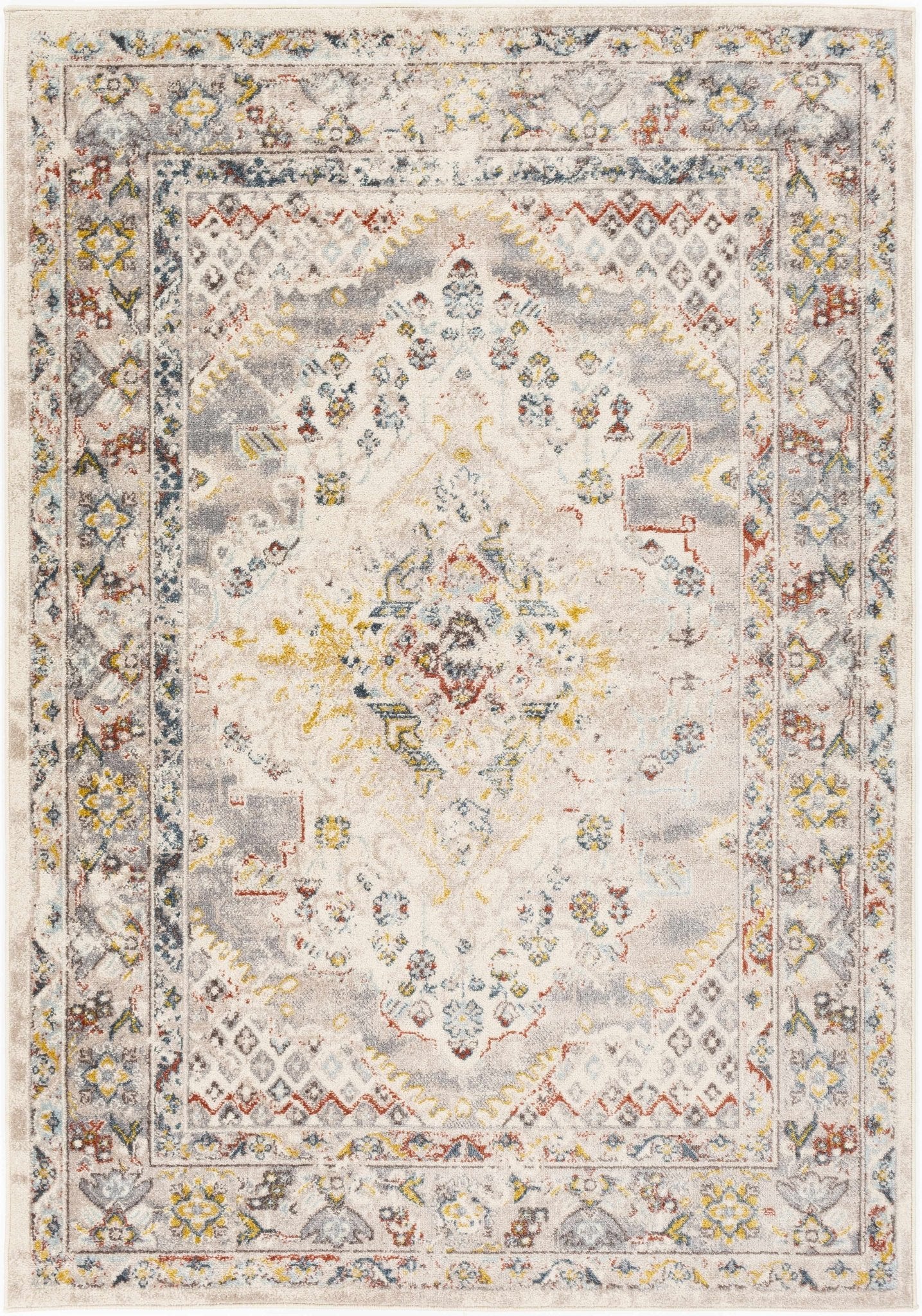 Beige, Gray and Ivory Traditional Heriz Medallion Multi size area rug - Image 13