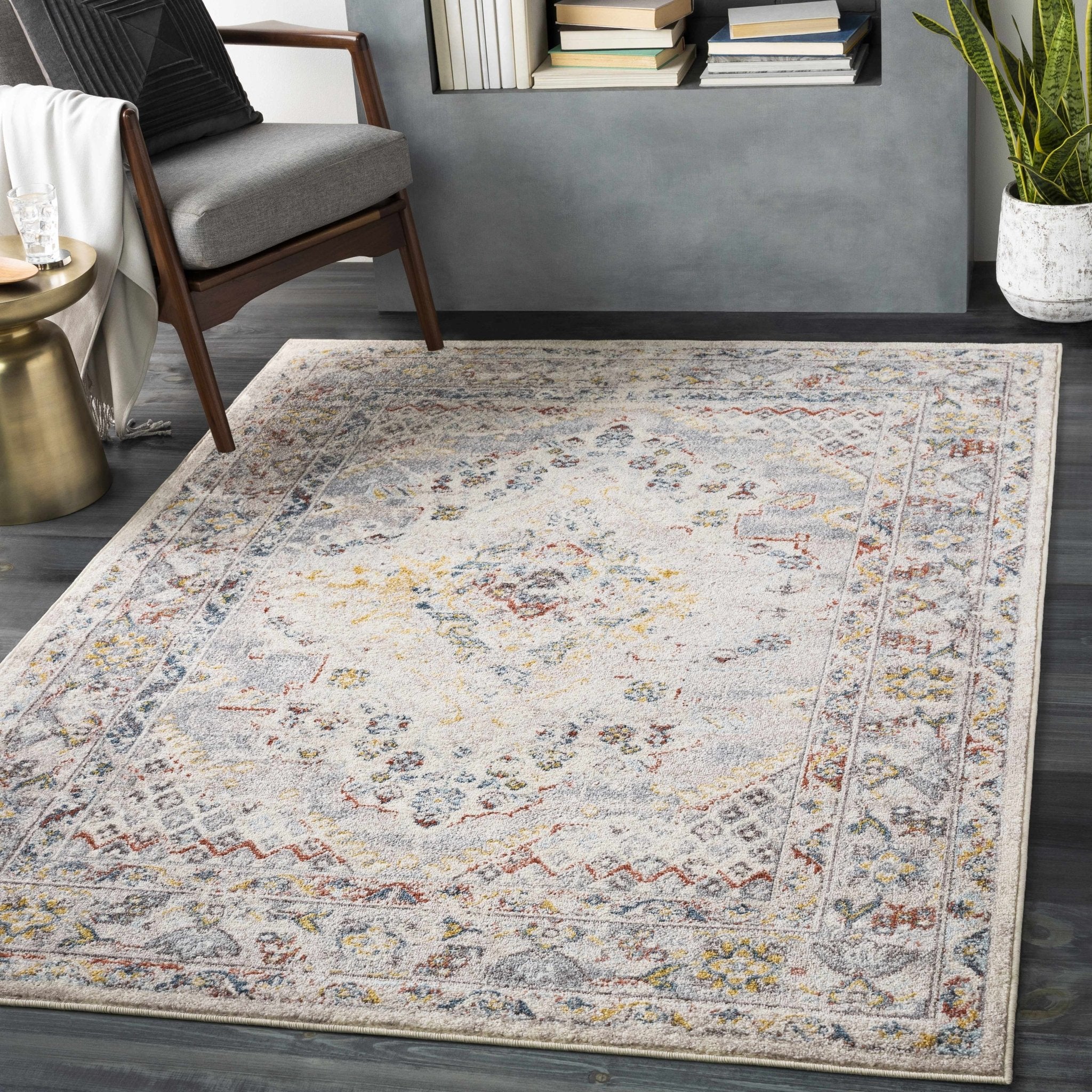 Beige, Gray and Ivory Traditional Heriz Medallion Multi size area rug - Image 4