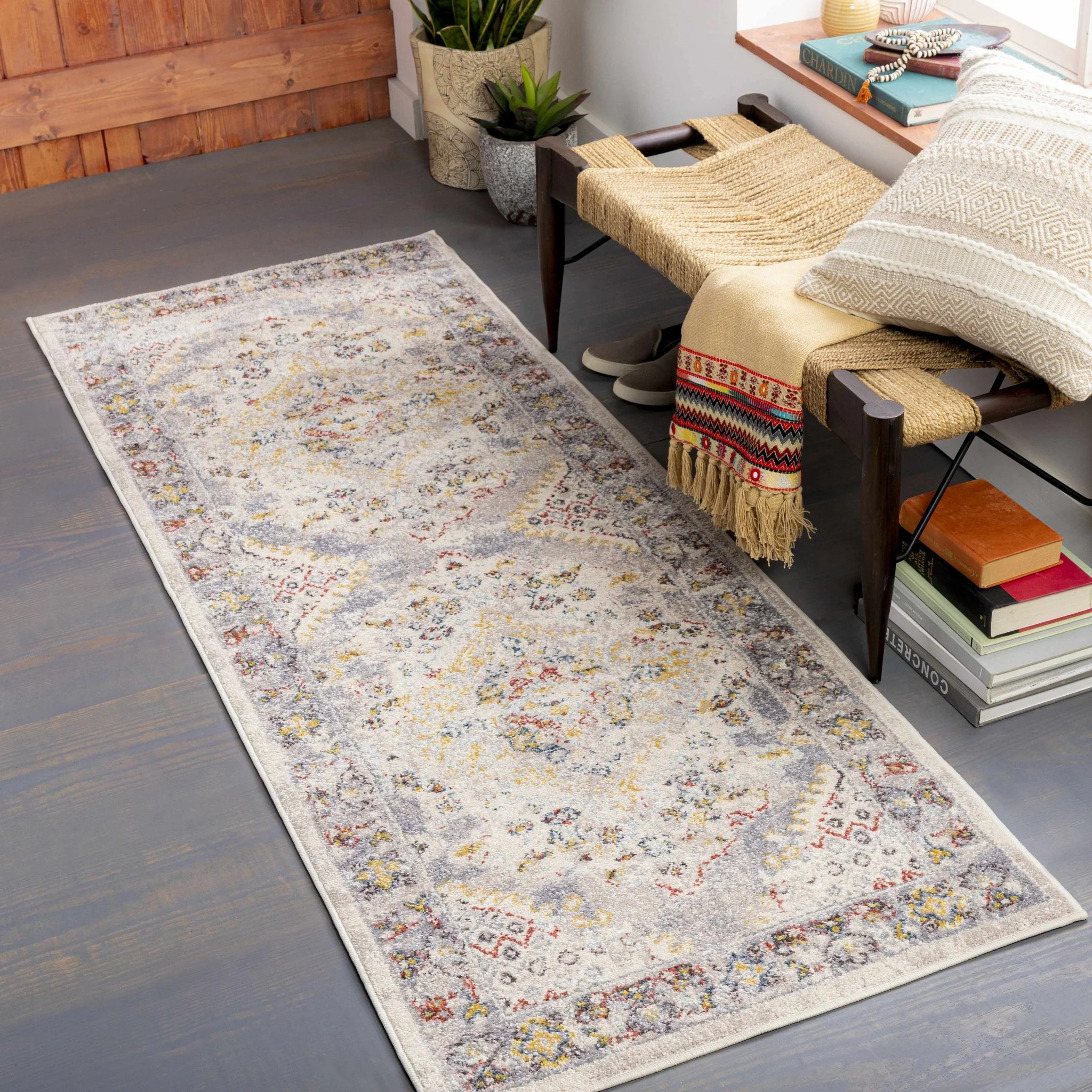 Beige, Gray and Ivory Traditional Heriz Medallion Multi size area rug - Image 5