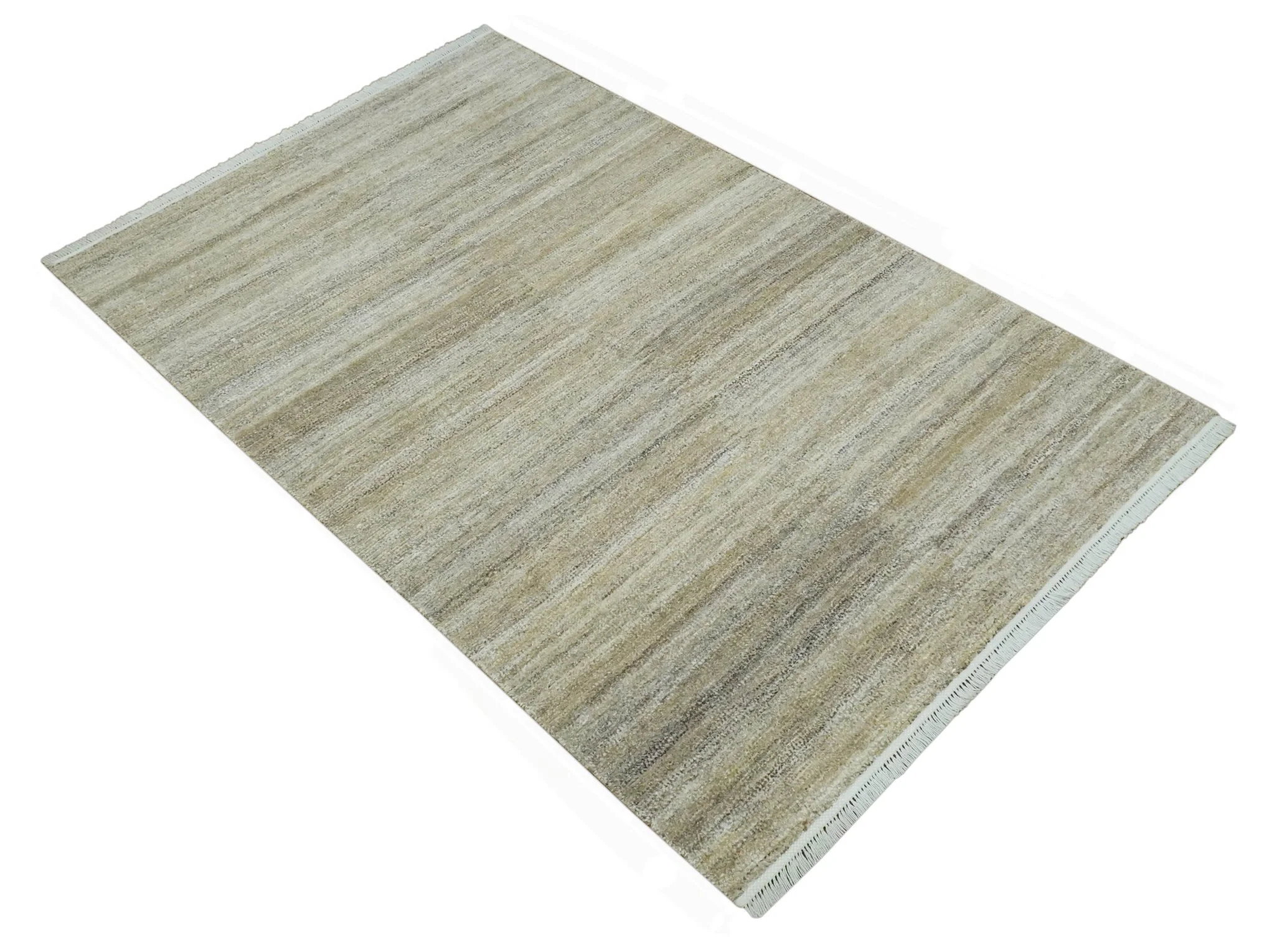5x8 Beige, Gray and Silver Stripes Design Dari Pet yarn Rug - Image 10