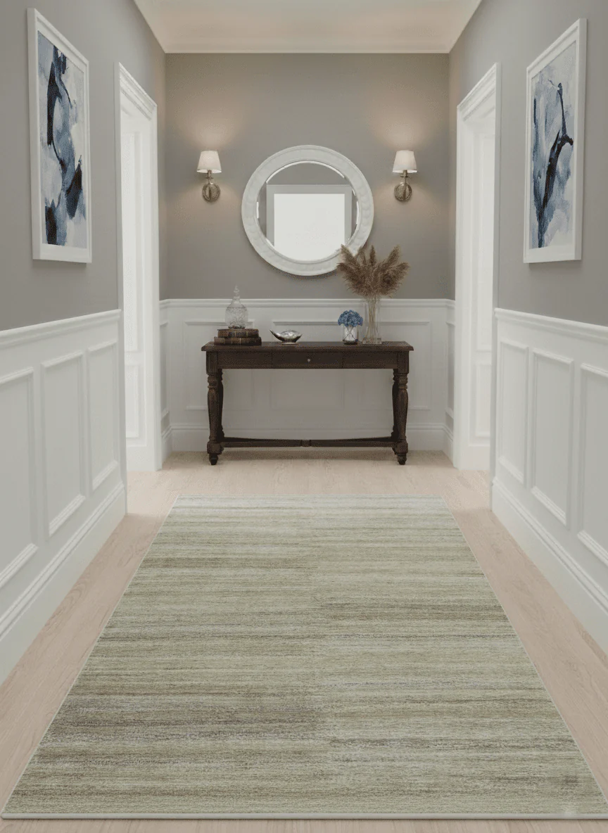 5x8 Beige, Gray and Silver Stripes Design Dari Pet yarn Rug - Image 2