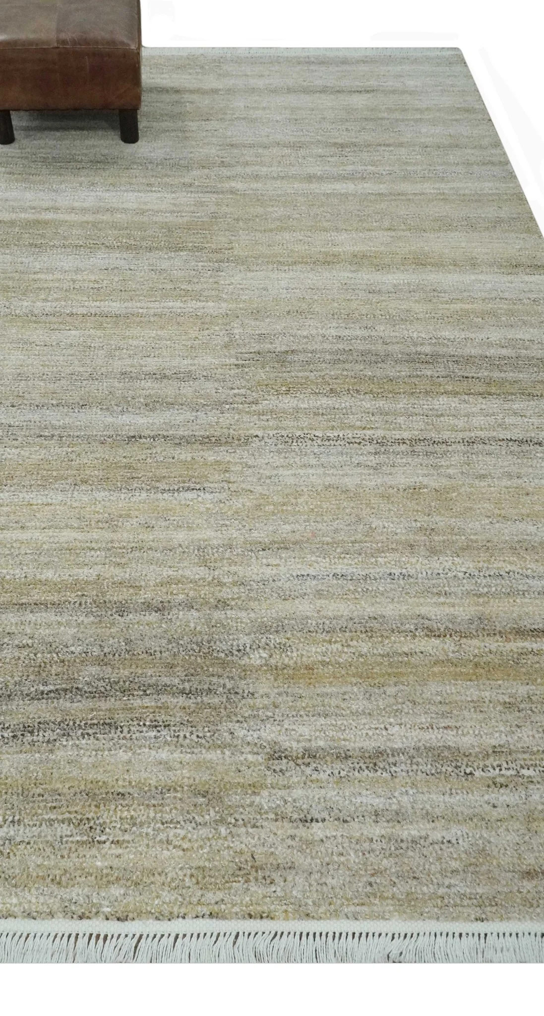 5x8 Beige, Gray and Silver Stripes Design Dari Pet yarn Rug - Image 4