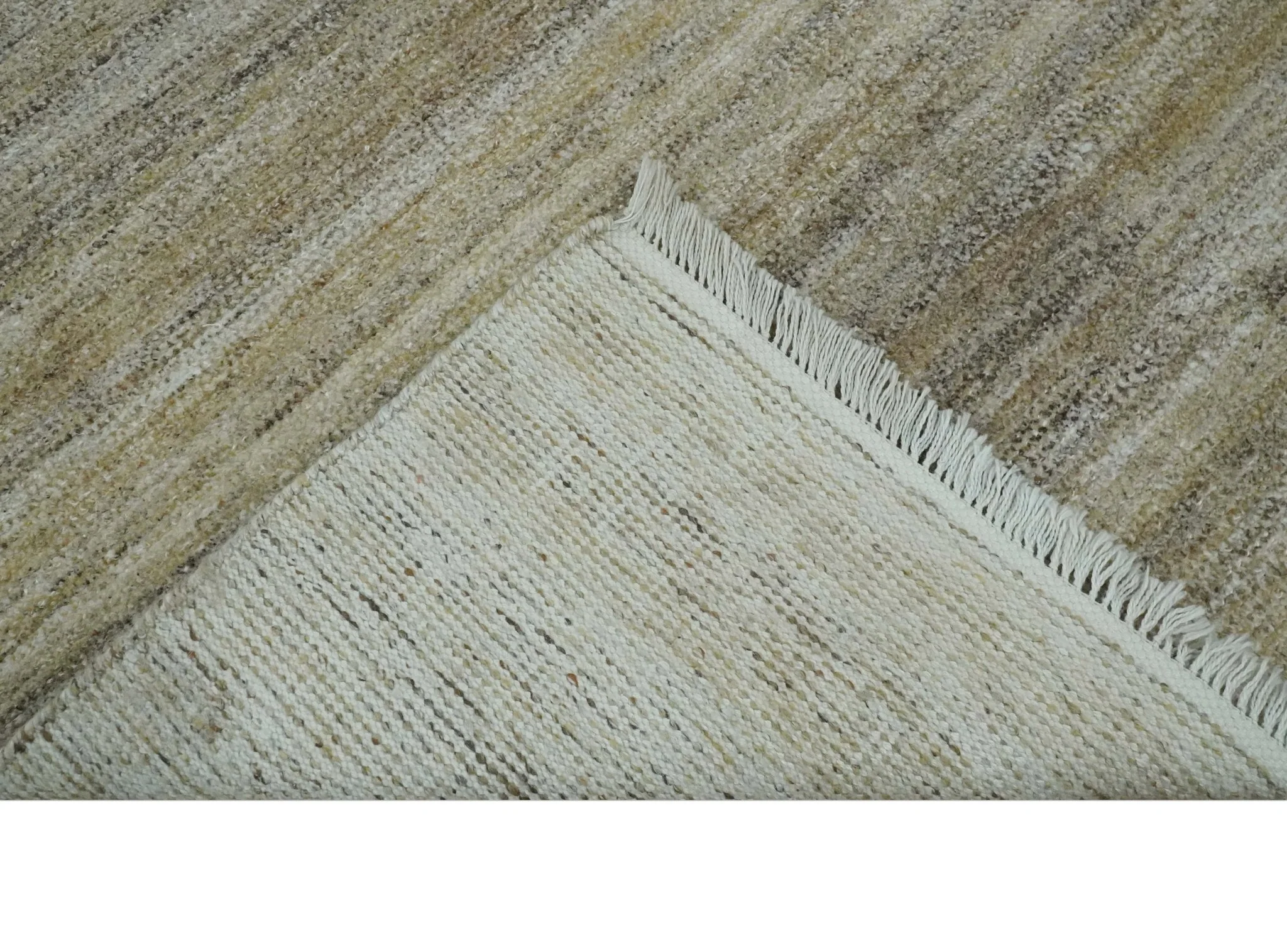 5x8 Beige, Gray and Silver Stripes Design Dari Pet yarn Rug - Image 8