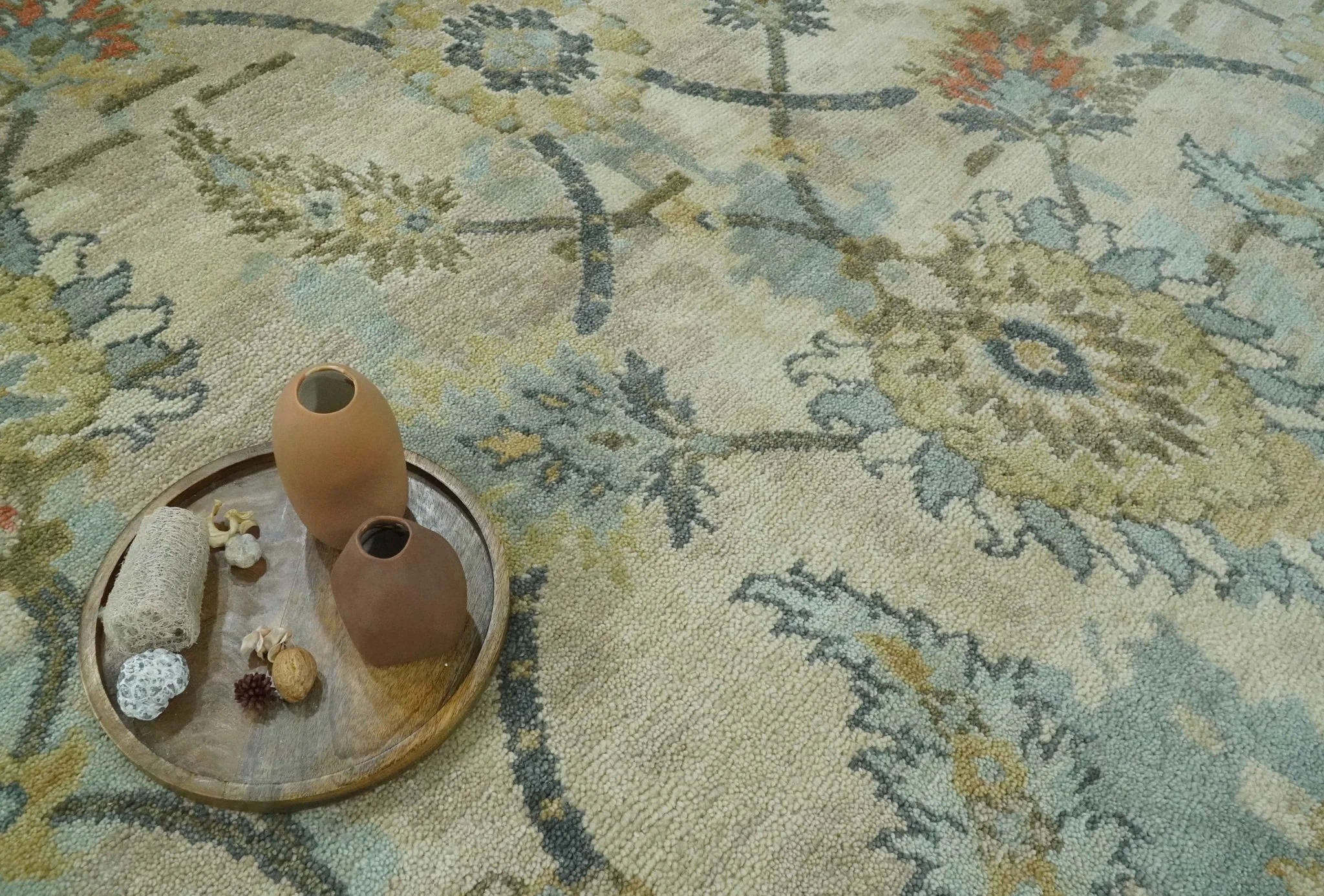 Antique Style Beige, Green and Gray Hand Knotted Traditional Oriental 8x10 wool area Rug - Image 2