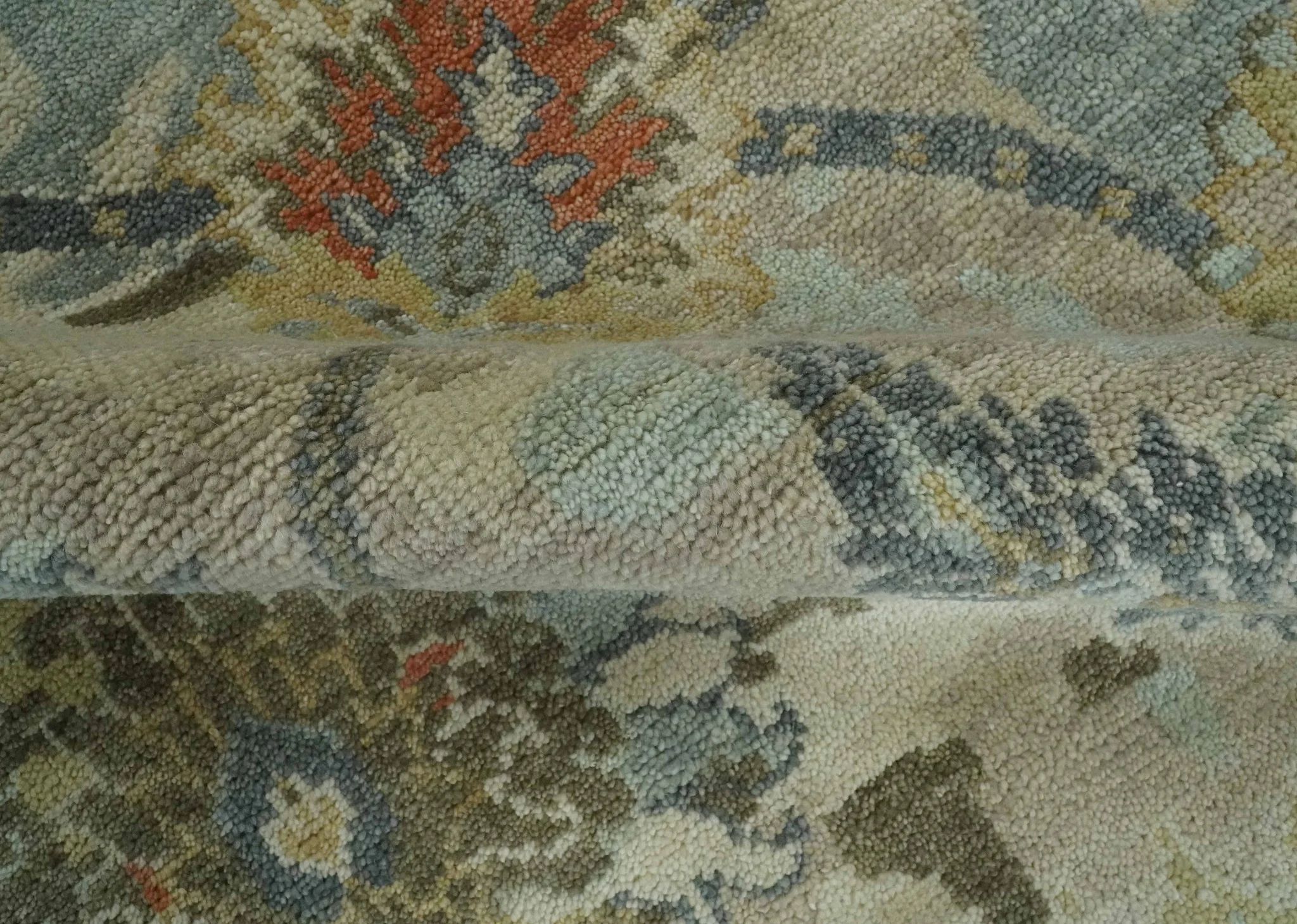 Antique Style Beige, Green and Gray Hand Knotted Traditional Oriental 8x10 wool area Rug - Image 7