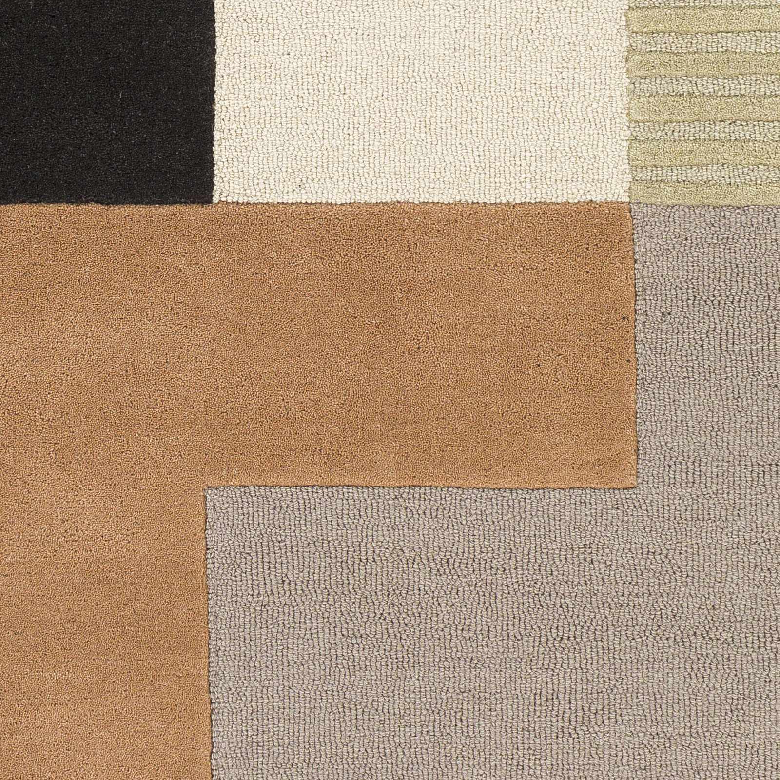 Modern Geometrical Design Beige, Green, Brown and Black Hand Tufted Rug - Image 7