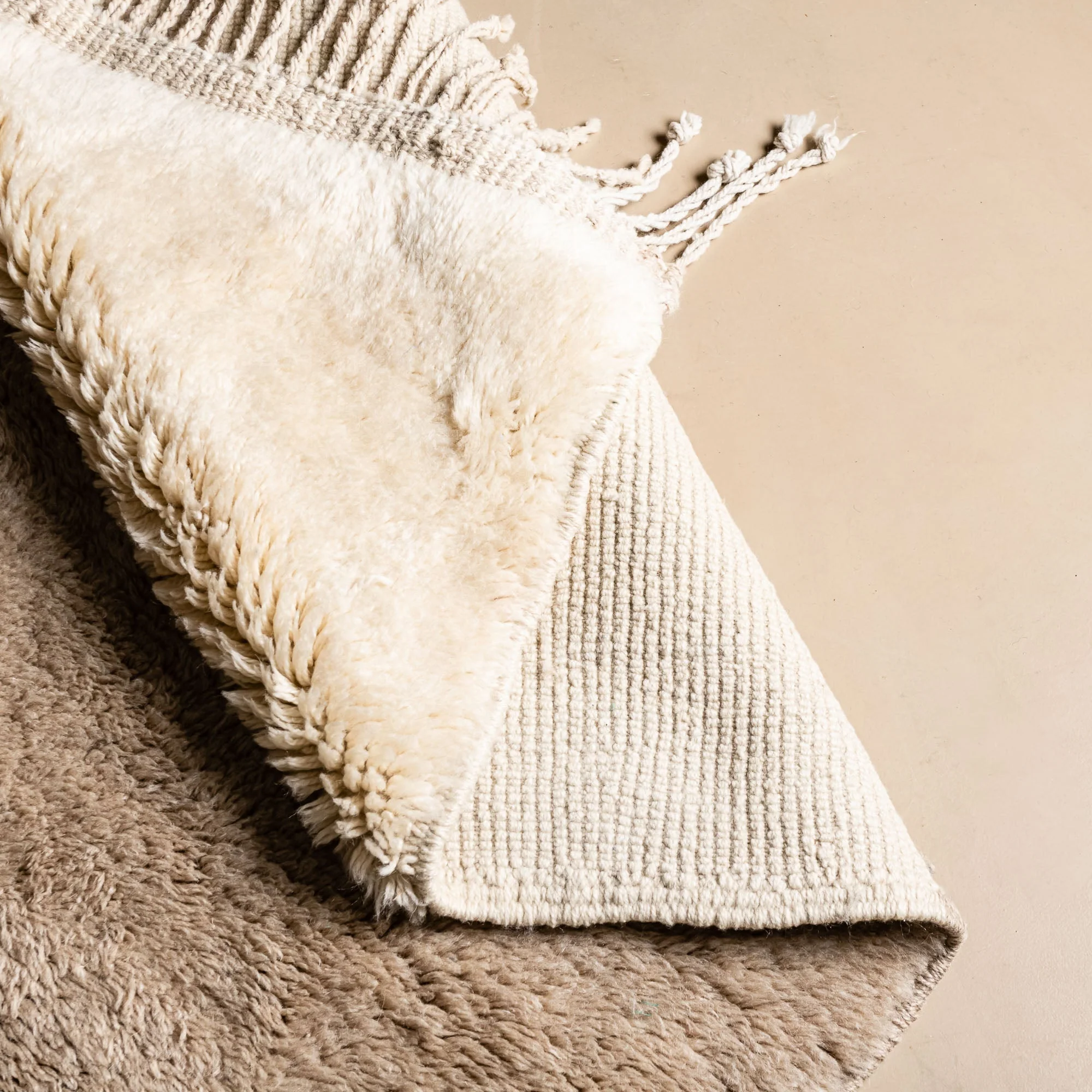 Beige Hand Knotted 8x10 Contemporary Moroccan Wool Rug - Image 4