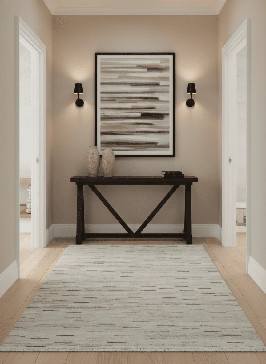 Beige, Ivory and Charcoal Modern Stripes Design 5x8 Dari Pet yard Area Rug - Image 2