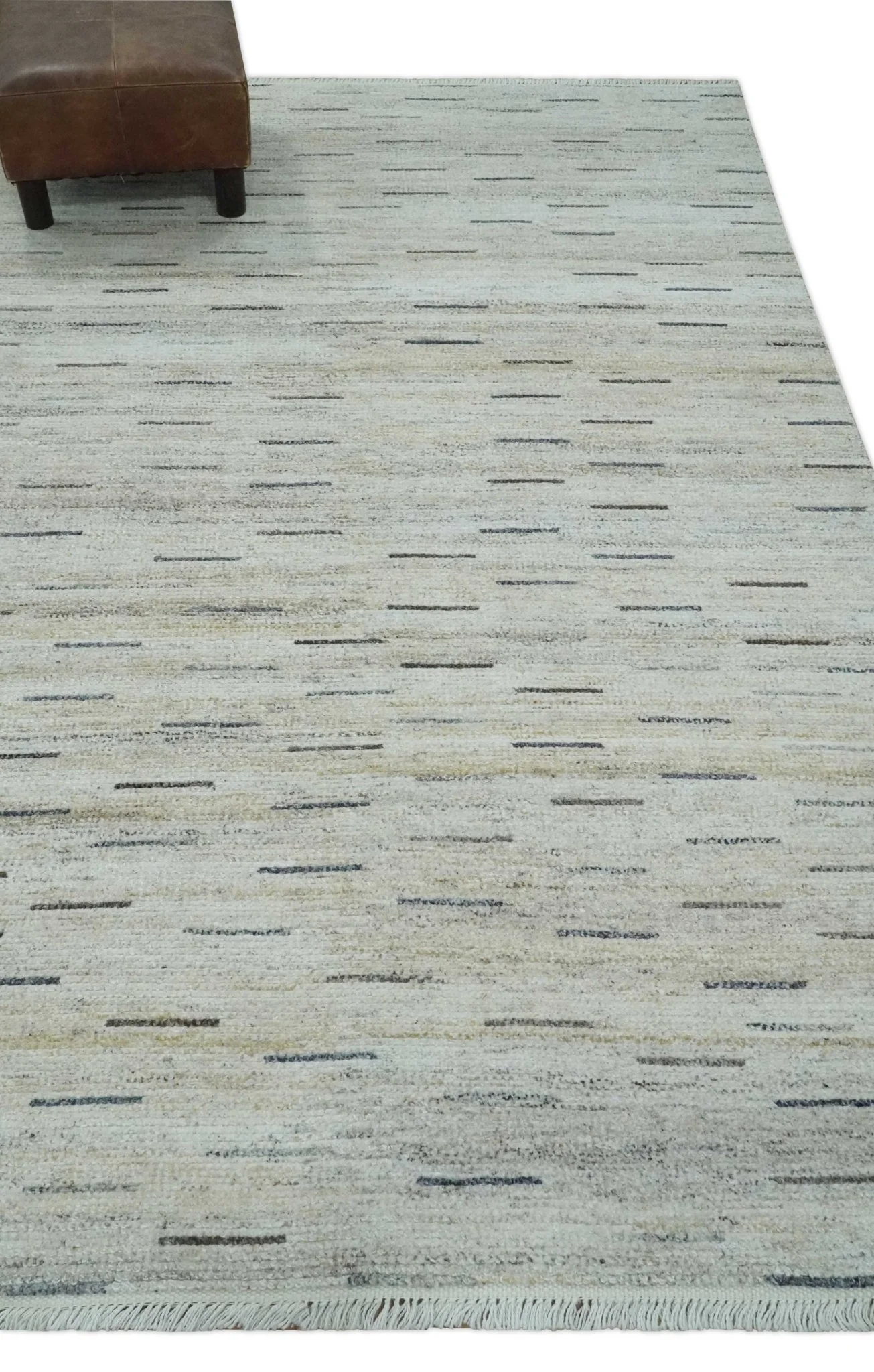 Beige, Ivory and Charcoal Modern Stripes Design 5x8 Dari Pet yard Area Rug - Image 4