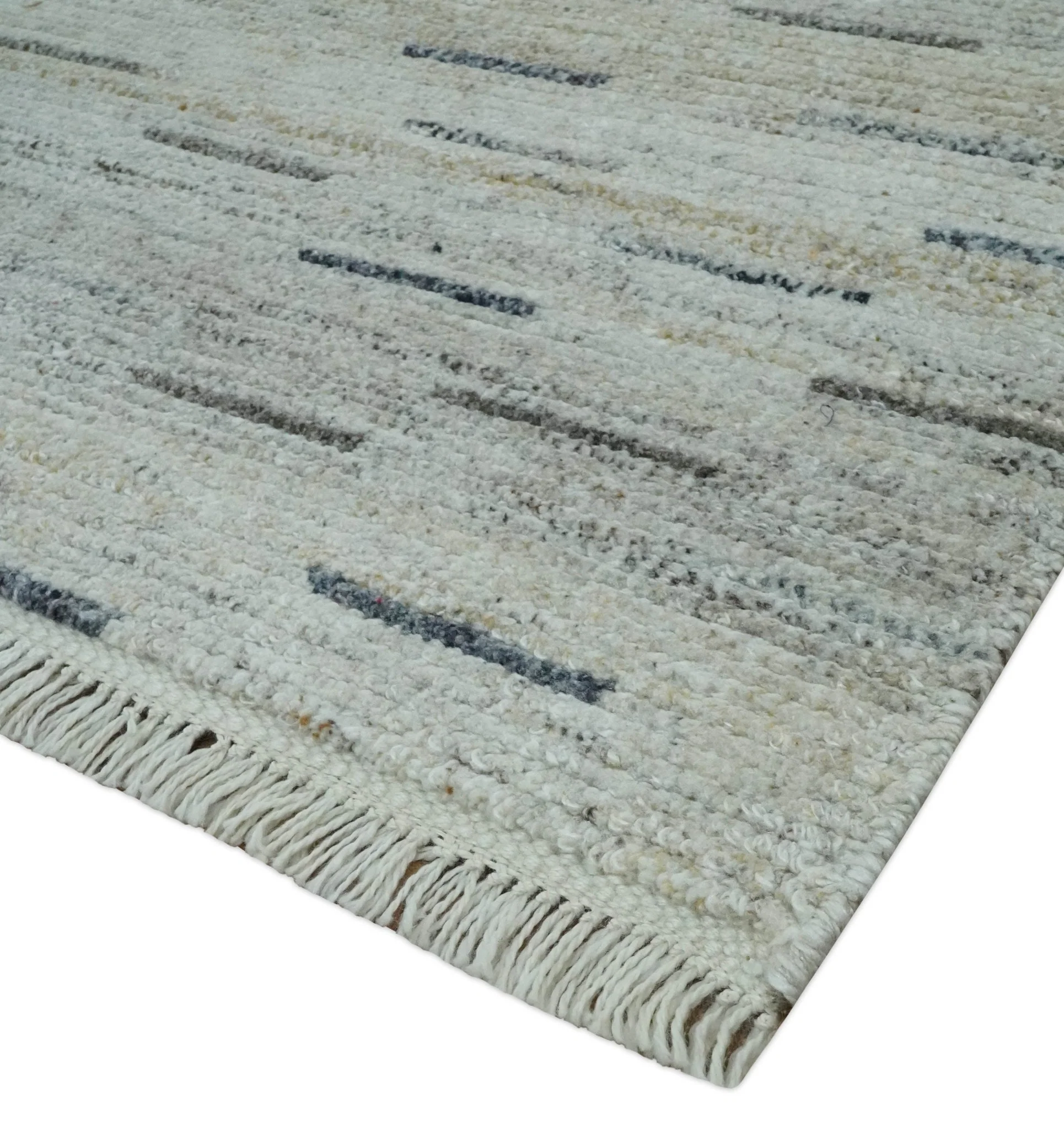 Beige, Ivory and Charcoal Modern Stripes Design 5x8 Dari Pet yard Area Rug - Image 6