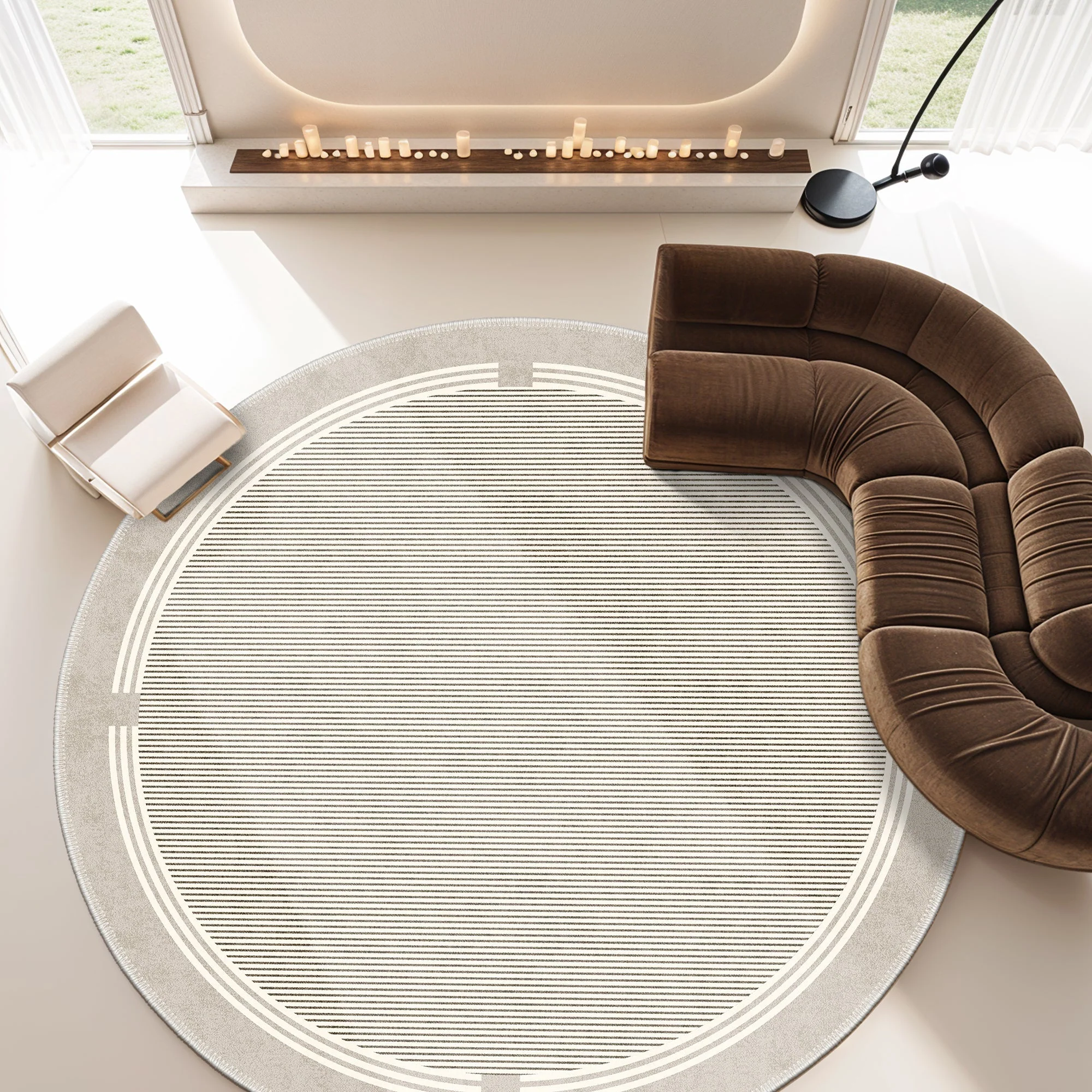 Beige Modern Pattern Machine Washable Cotton Area Rug - Image 3