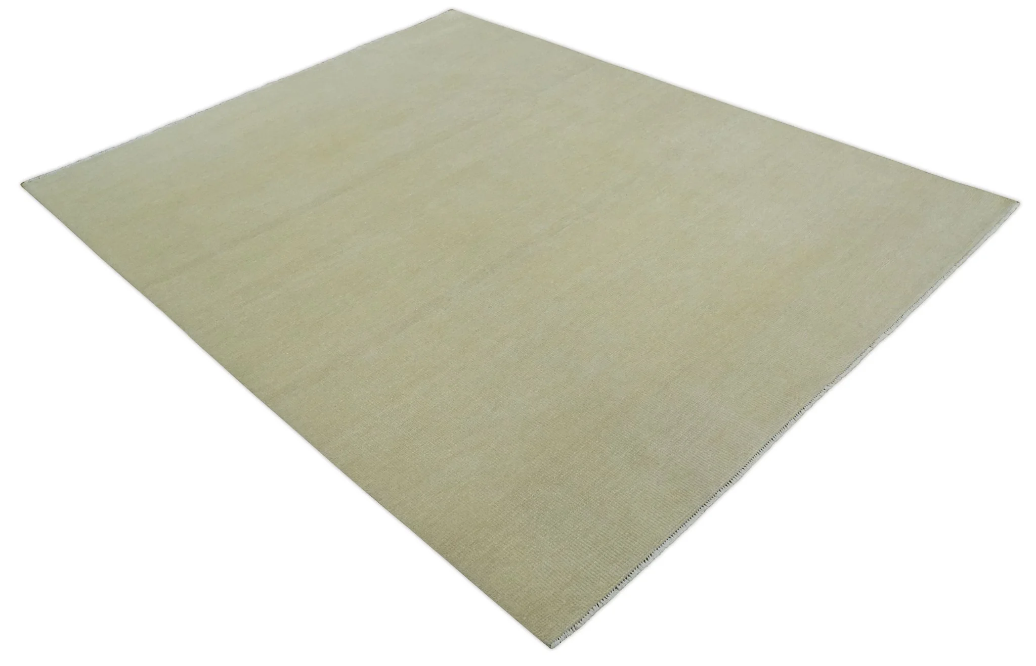 Beige Modern Solid Hand knotted 8x10 wool Area Rug - Image 10