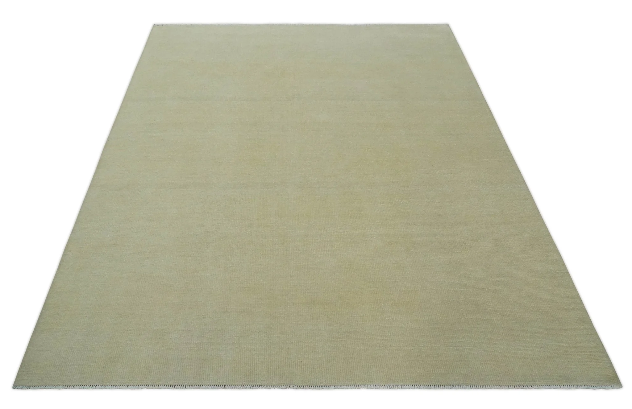 Beige Modern Solid Hand knotted 8x10 wool Area Rug - Image 11
