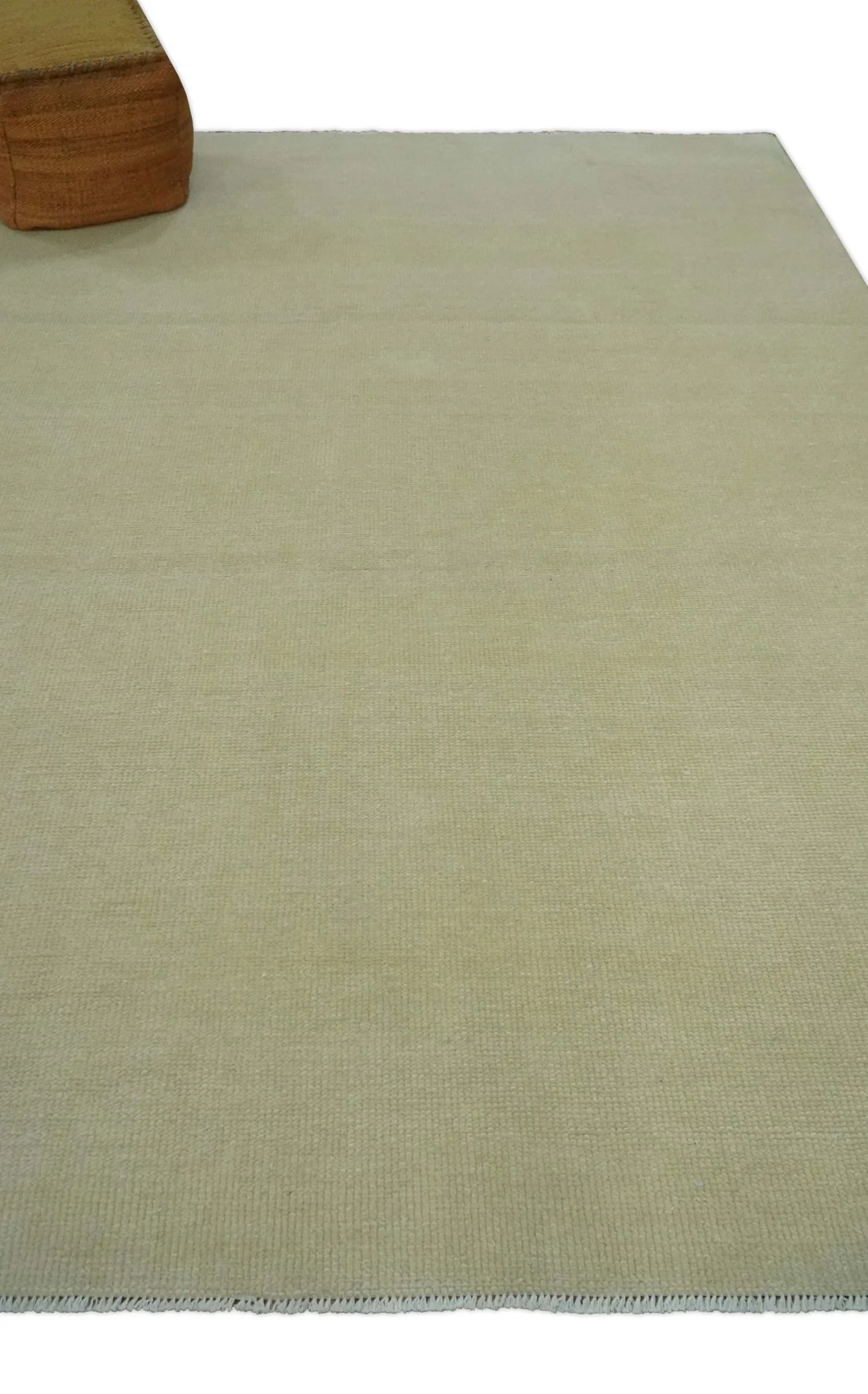 Beige Modern Solid Hand knotted 8x10 wool Area Rug - Image 4