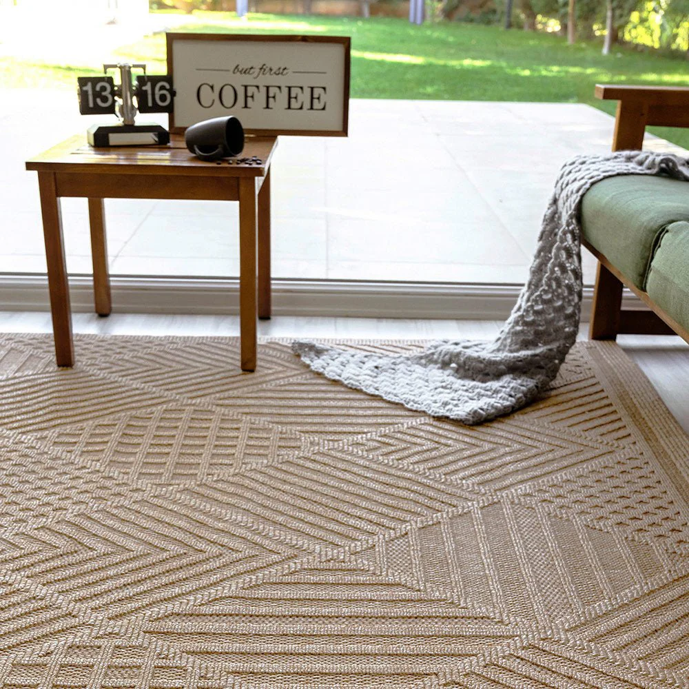 Beige Modern Style Machine Washable Polypropylene Rug - Image 2