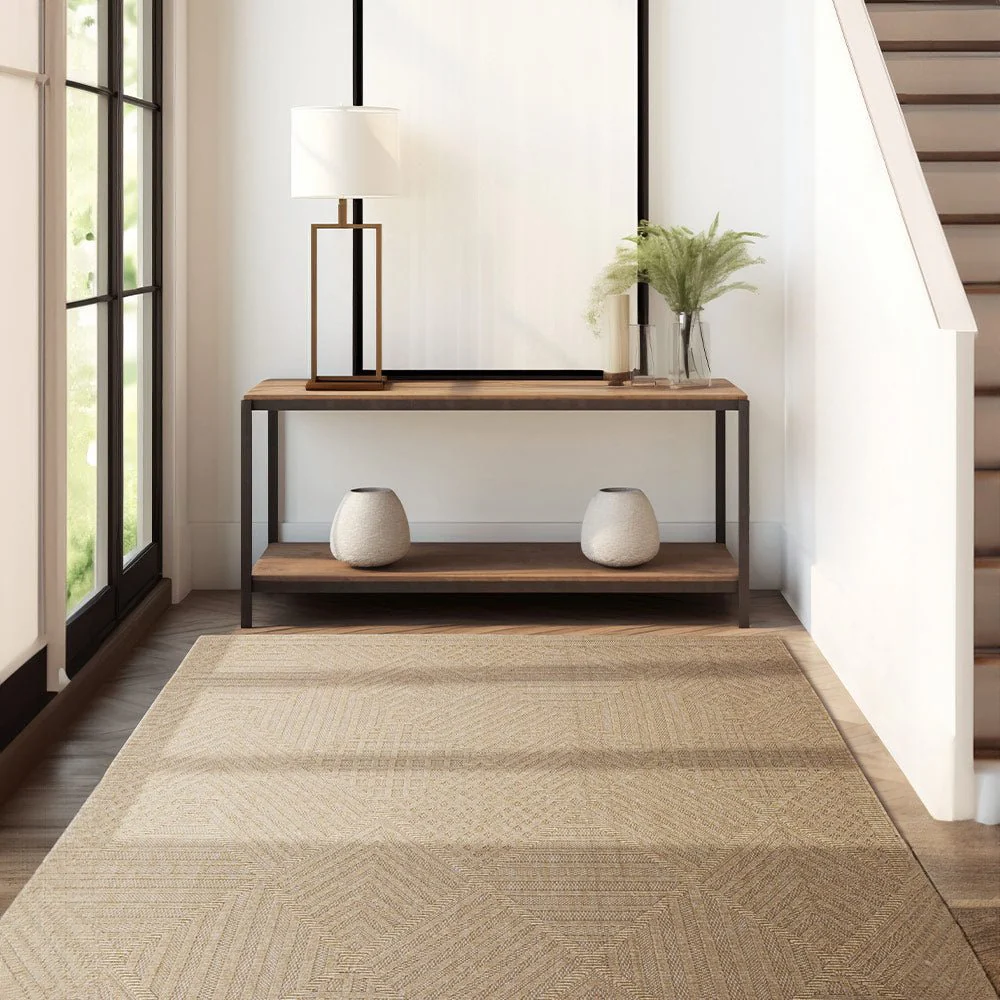 Beige Modern Style Machine Washable Polypropylene Rug - Image 3