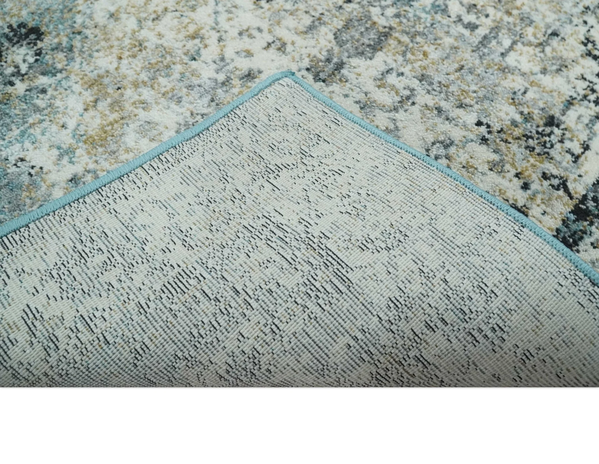 Beige, Olive and Gray and Black Antique Finish, Vintage look, Art Silk Area Rug, Living Room Rug | TRDMM7 - Image 4